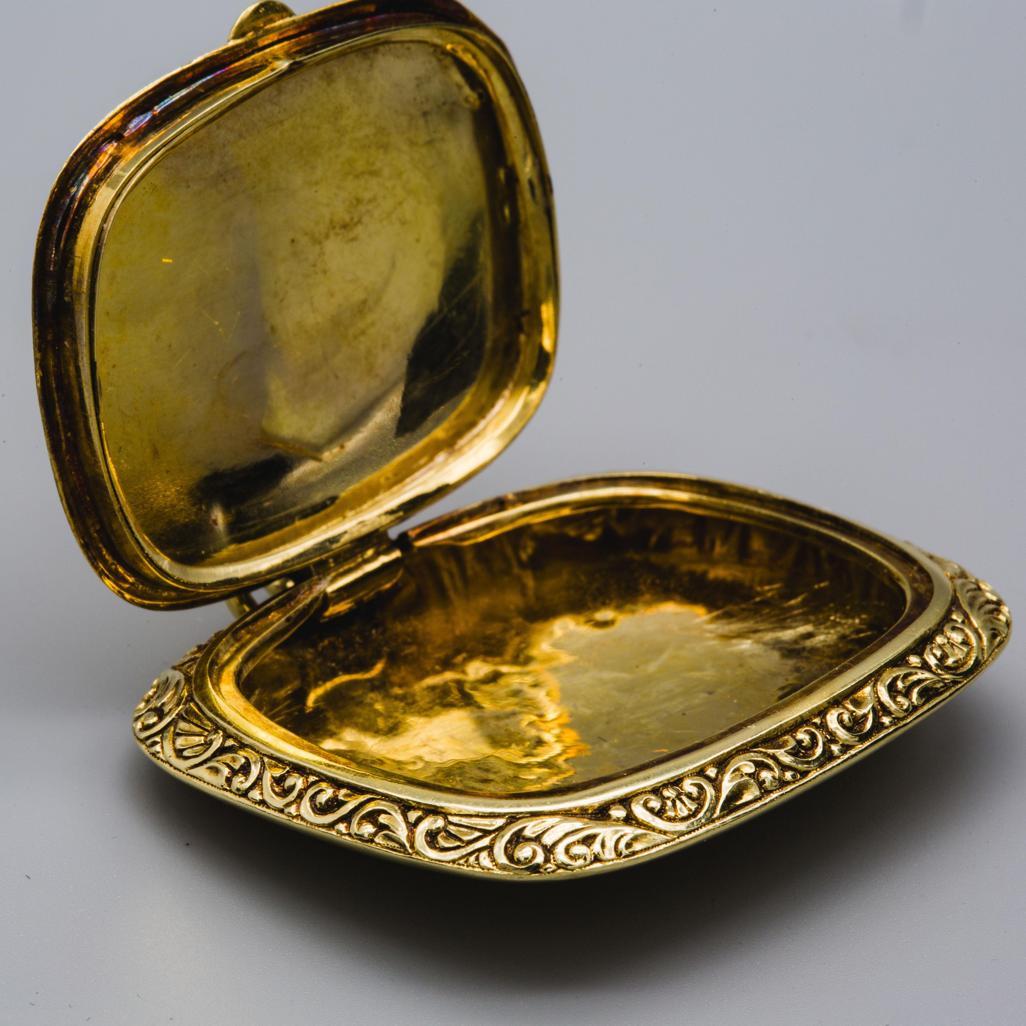 da uomo o donna Scatola/pendente antico in oro giallo 14k, unico Chatelaine in vendita
