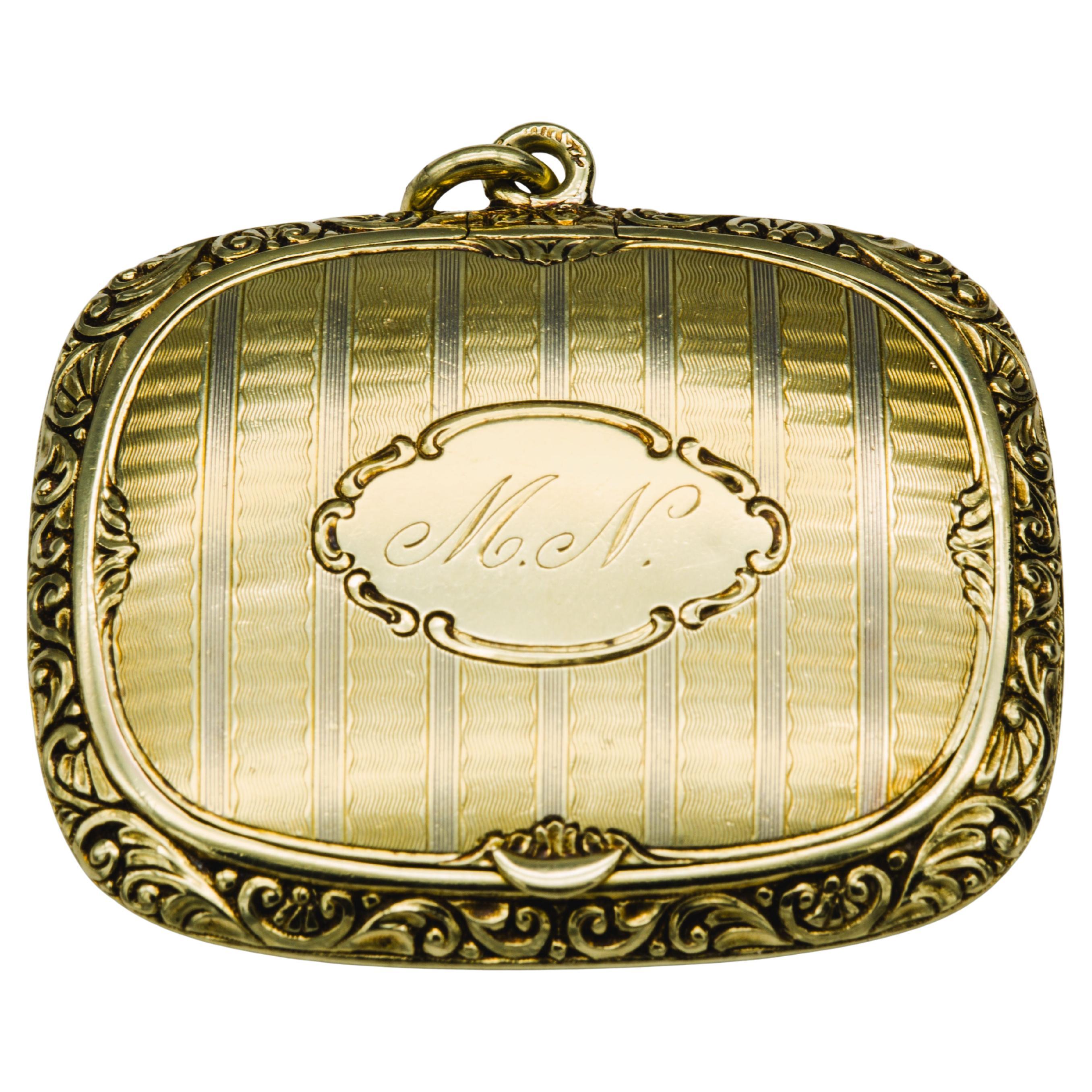 Antique 14k Yellow Gold Unique Chatelaine Waist Box/Pendant