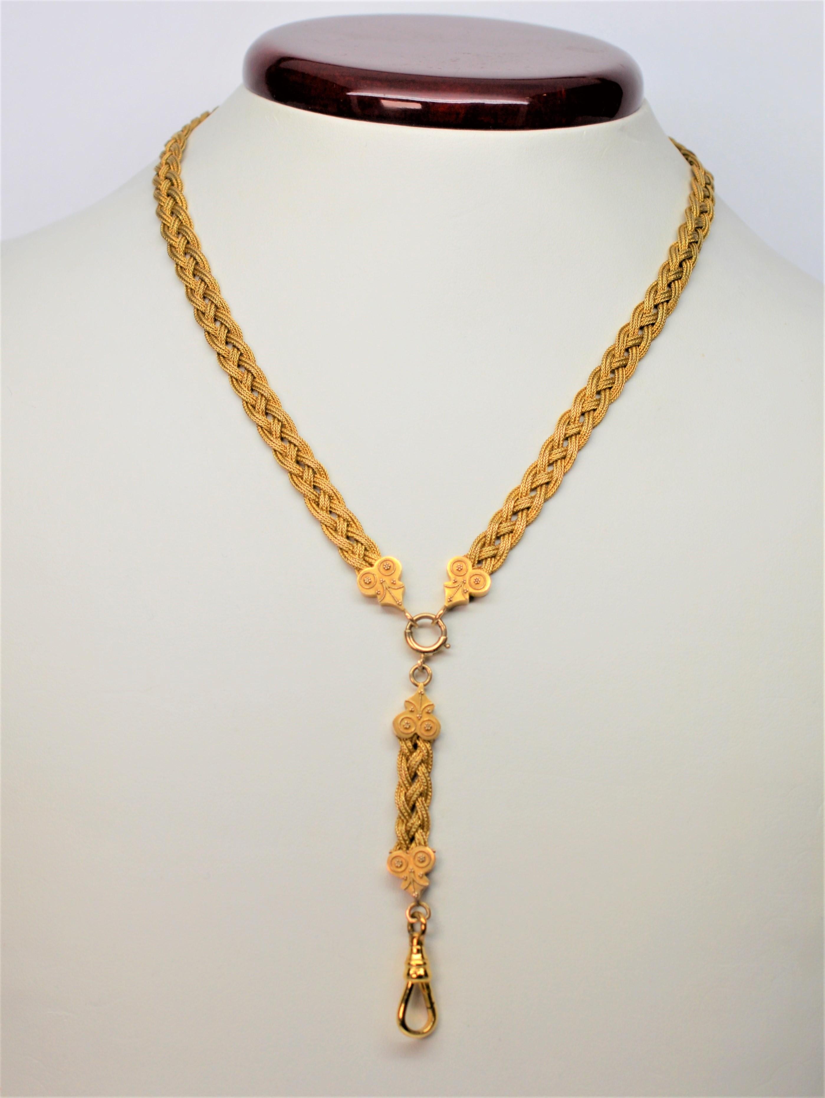 Antique 14K Yellow Gold Woven Edwardian Lanyard Necklace  3