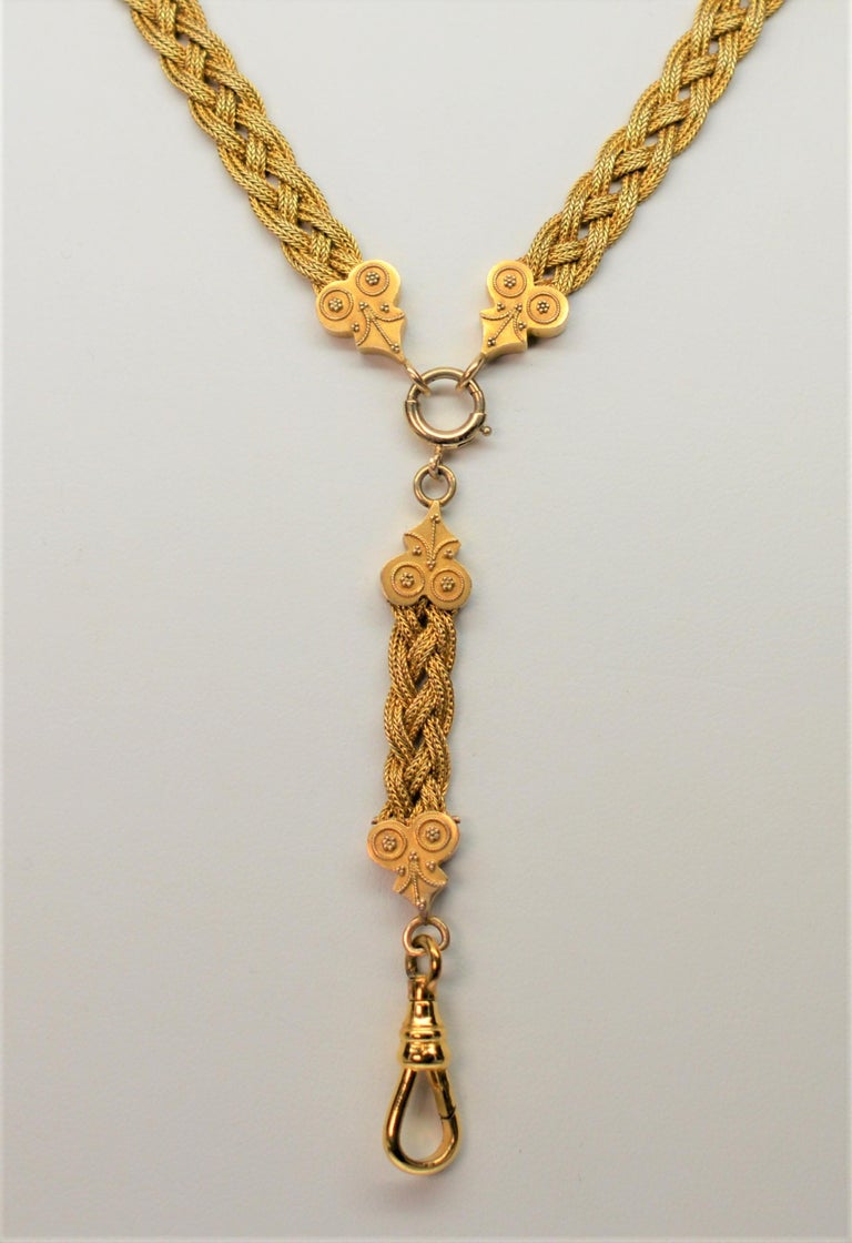Antique 14K Yellow Gold Woven Edwardian Lanyard Necklace at 1stDibs ...