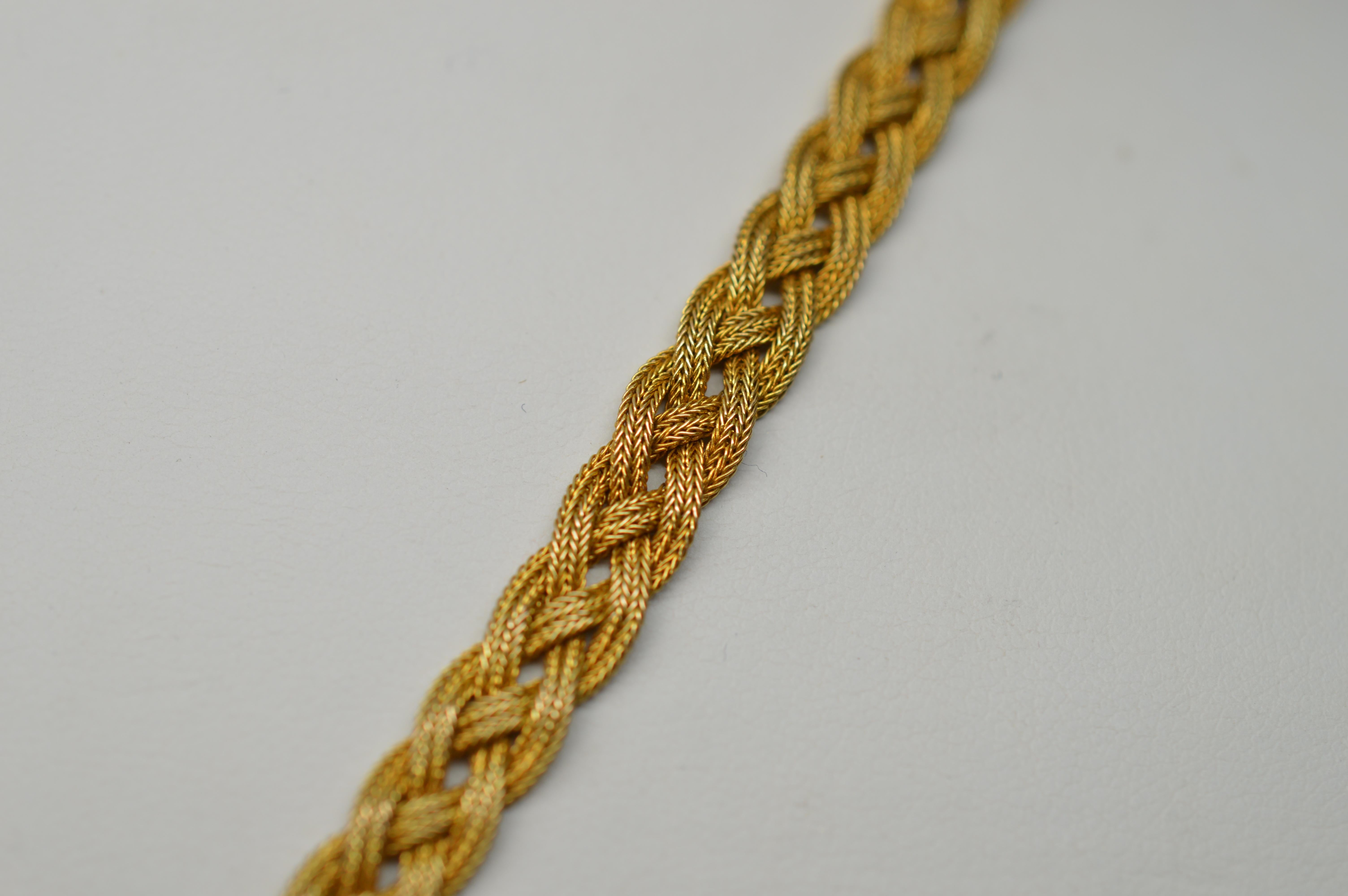Antique 14K Yellow Gold Woven Edwardian Lanyard Necklace  In Good Condition In Mount Kisco, NY