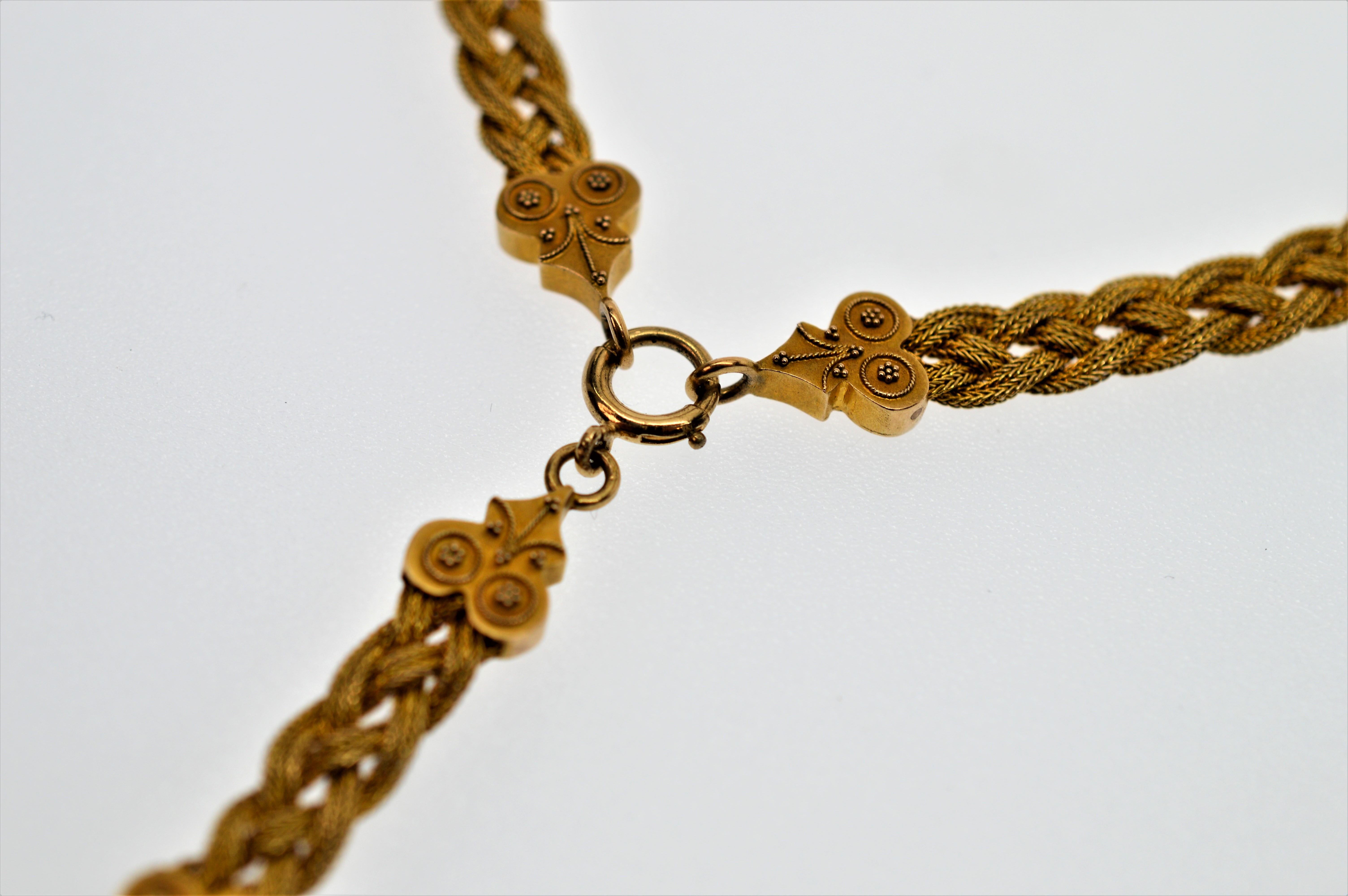 Antique 14K Yellow Gold Woven Edwardian Lanyard Necklace  2