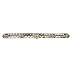 Antique 14KT Two-Tone Gold Victorian Era Five Diamond Filigree Stick Pin