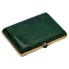 Antique 14kt Yellow Gold and Nephrite Cigarette Case
