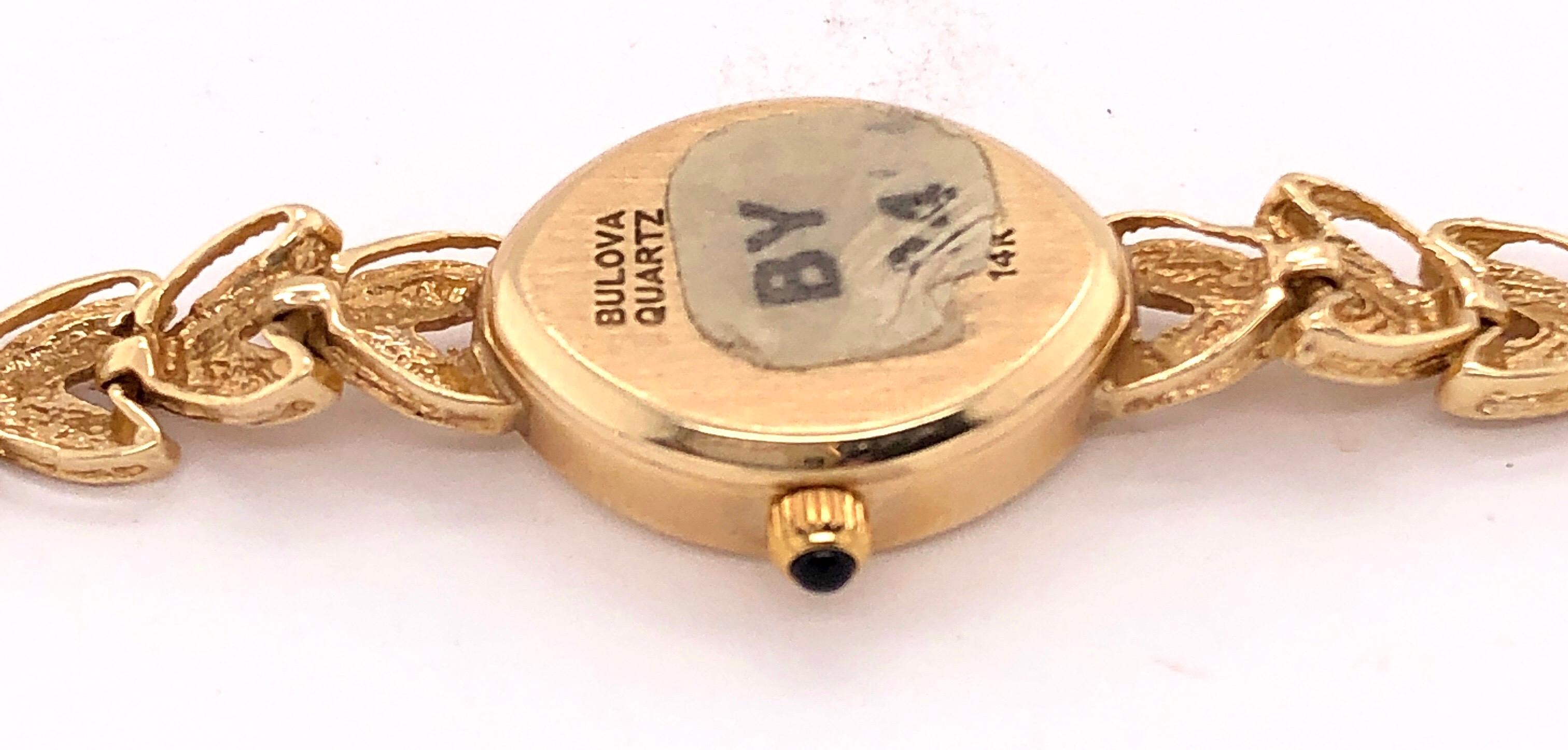 Vintage 14 Karat Yellow Gold Bulova Wristwatch Quartz Ronda 4 Jewels 3