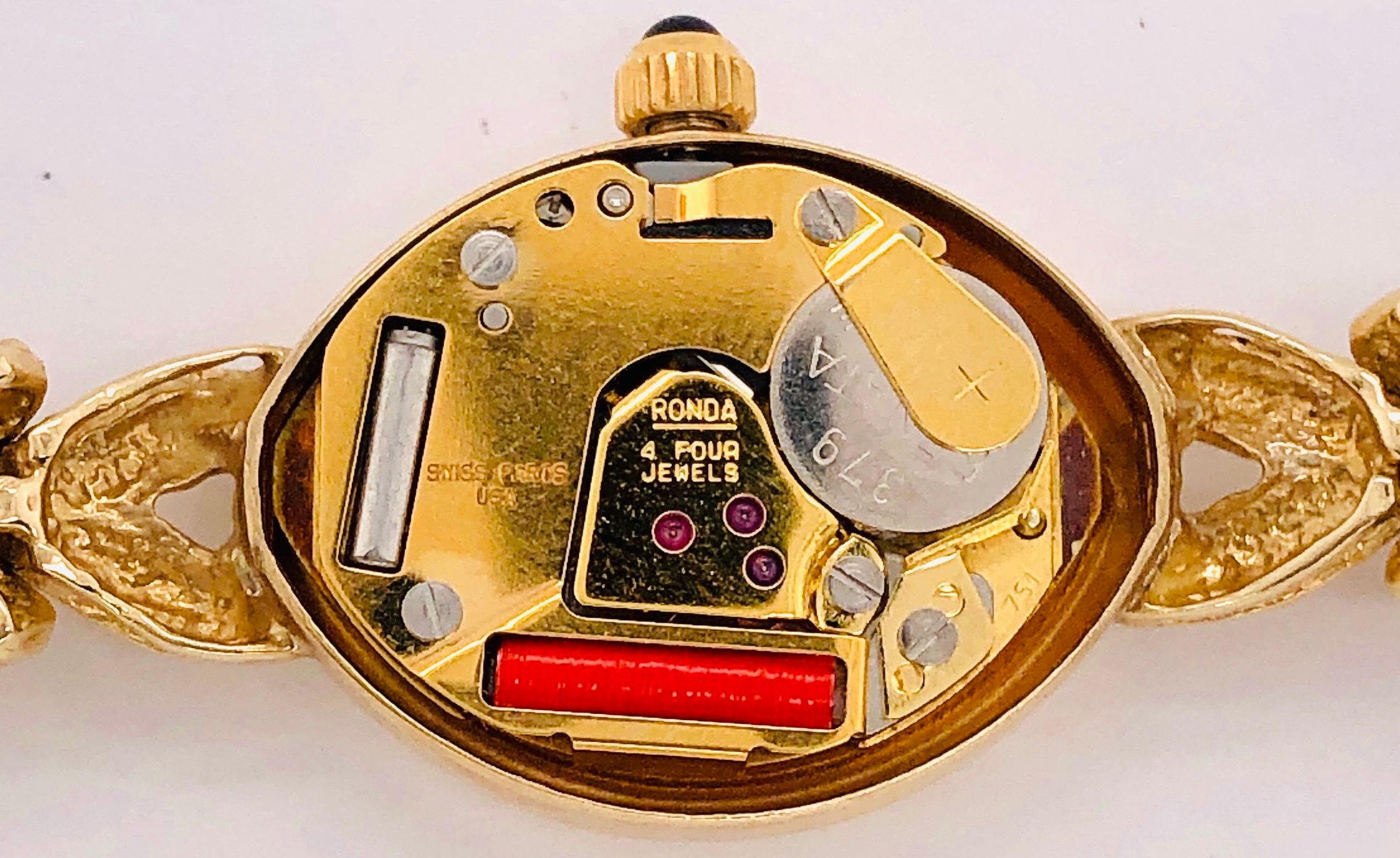 Vintage 14 Karat Yellow Gold Bulova Wristwatch Quartz Ronda 4 Jewels 1