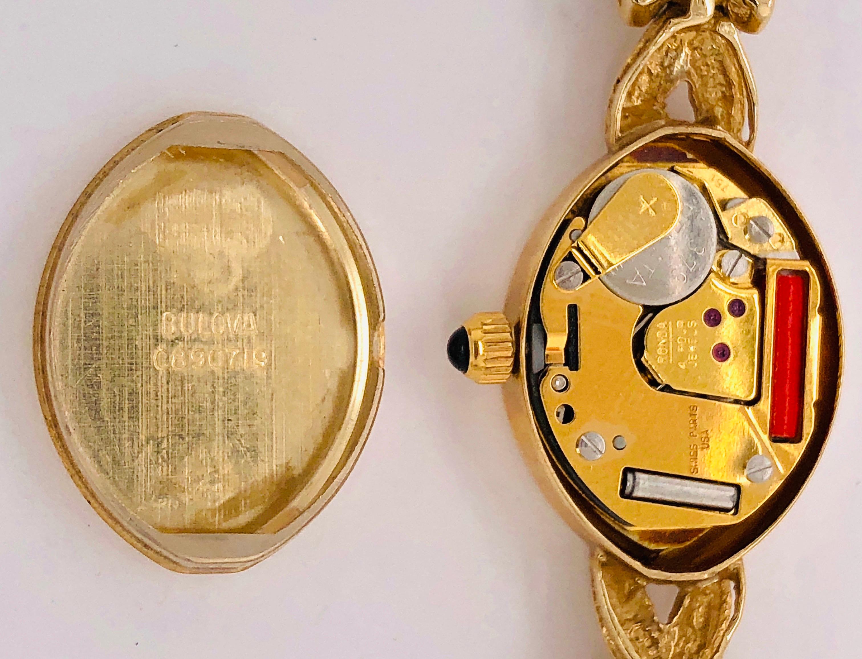 Vintage 14 Karat Yellow Gold Bulova Wristwatch Quartz Ronda 4 Jewels 2