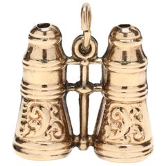 Antique 14 Karat Yellow Gold Engraved Binoculars Charm / Pendant