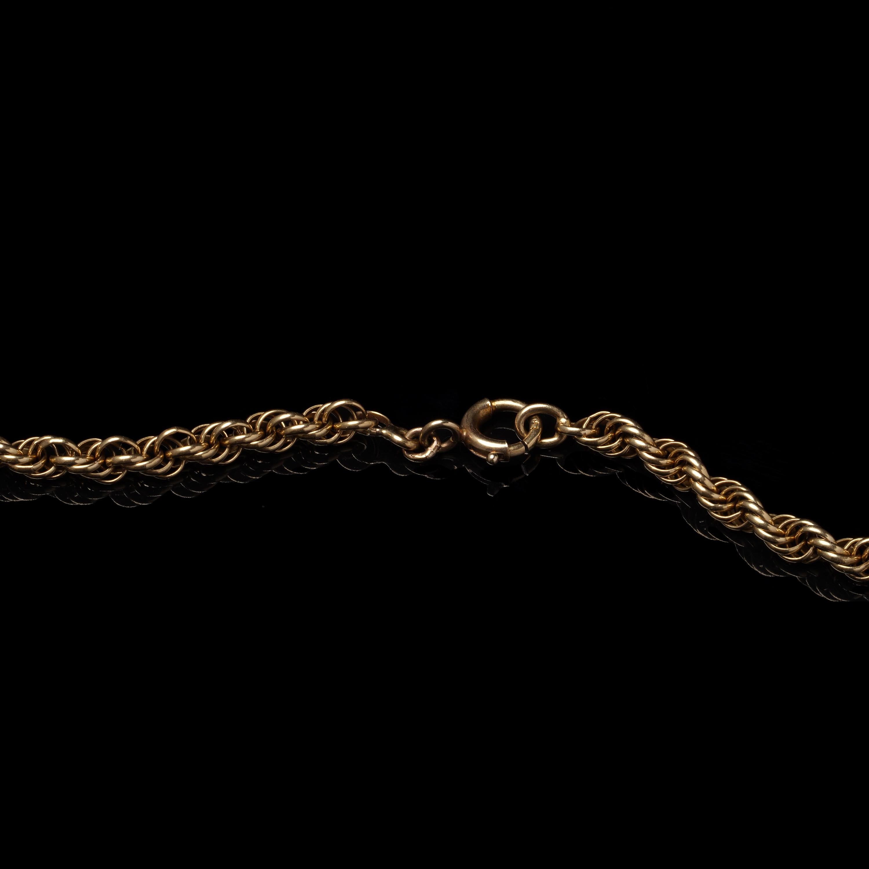 Antique 14kt Yellow Gold Essex Crystal Hunting Necklace, c. 1880–1910 For Sale 1