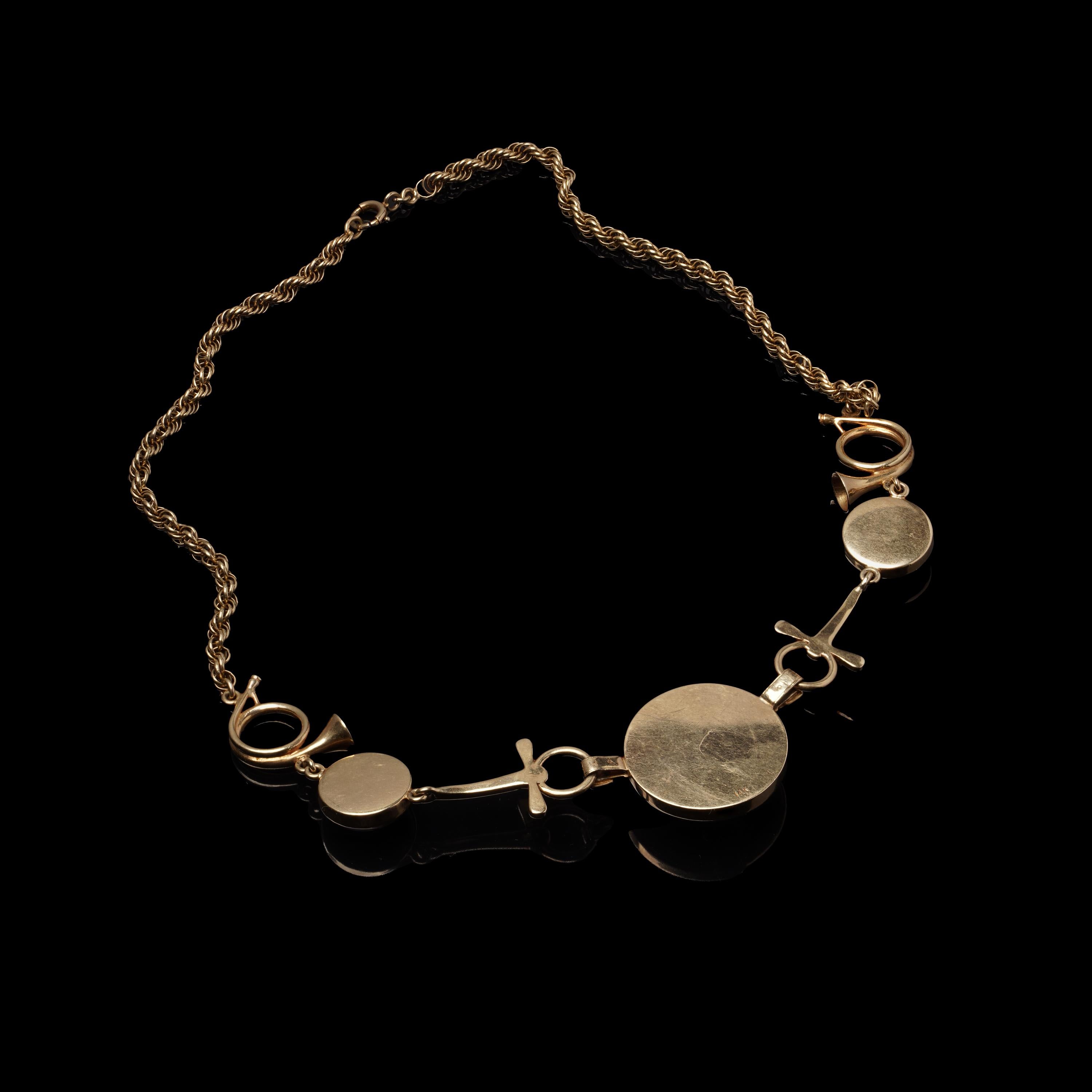 Antique 14kt Yellow Gold Essex Crystal Hunting Necklace, c. 1880–1910 For Sale 2