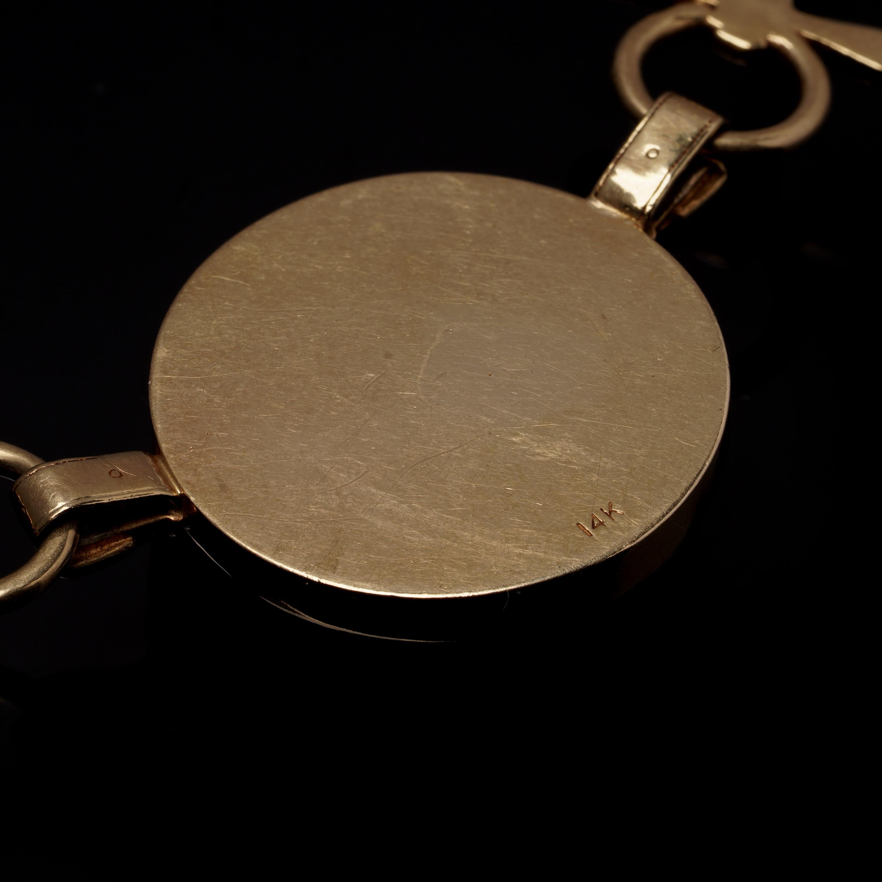 Antique 14kt Yellow Gold Essex Crystal Hunting Necklace, c. 1880–1910 For Sale 3