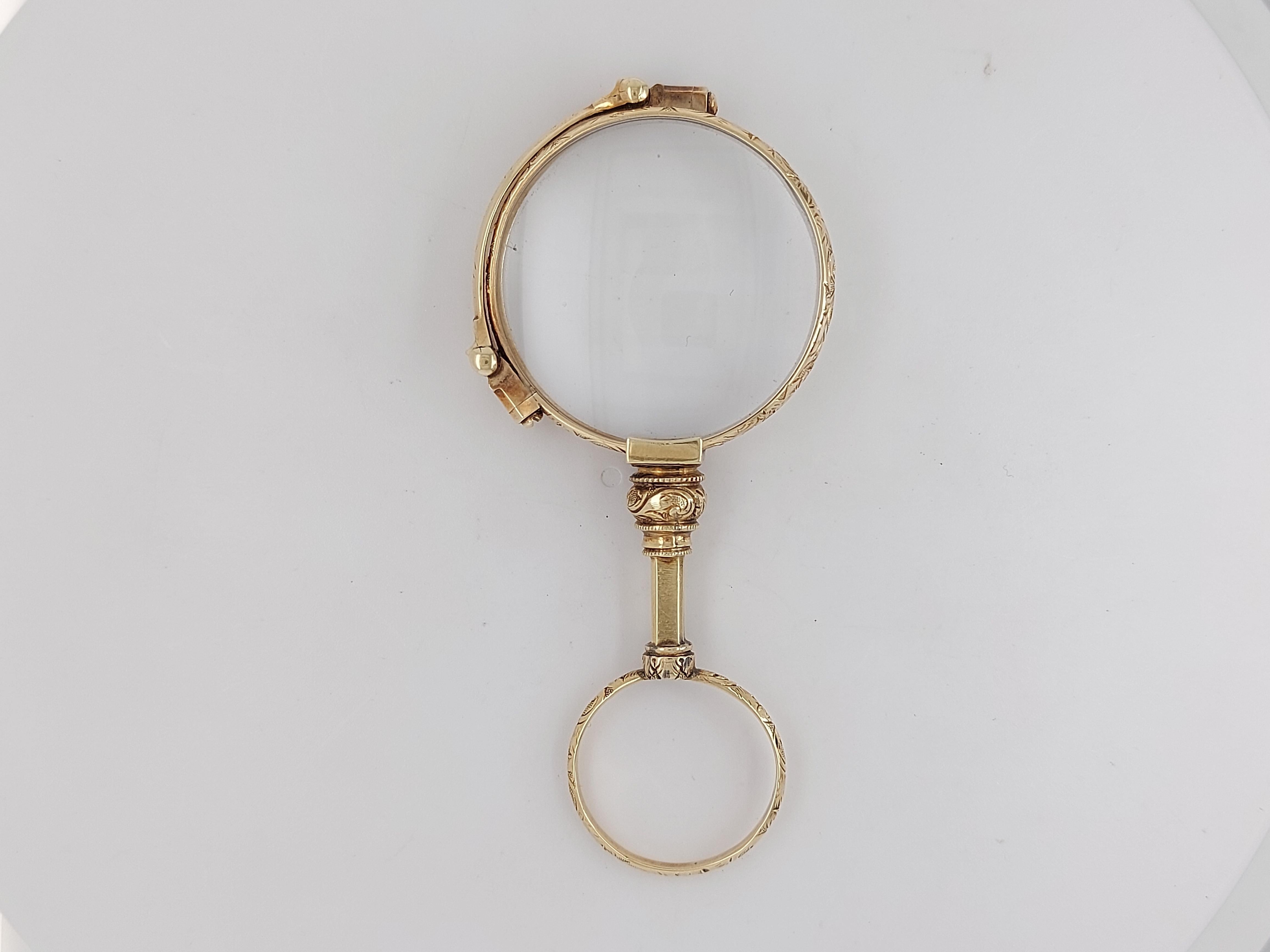 Women's or Men's Antique 14kt Yellow Gold Lorgnette Handle Opera Eye Glasses For Sale