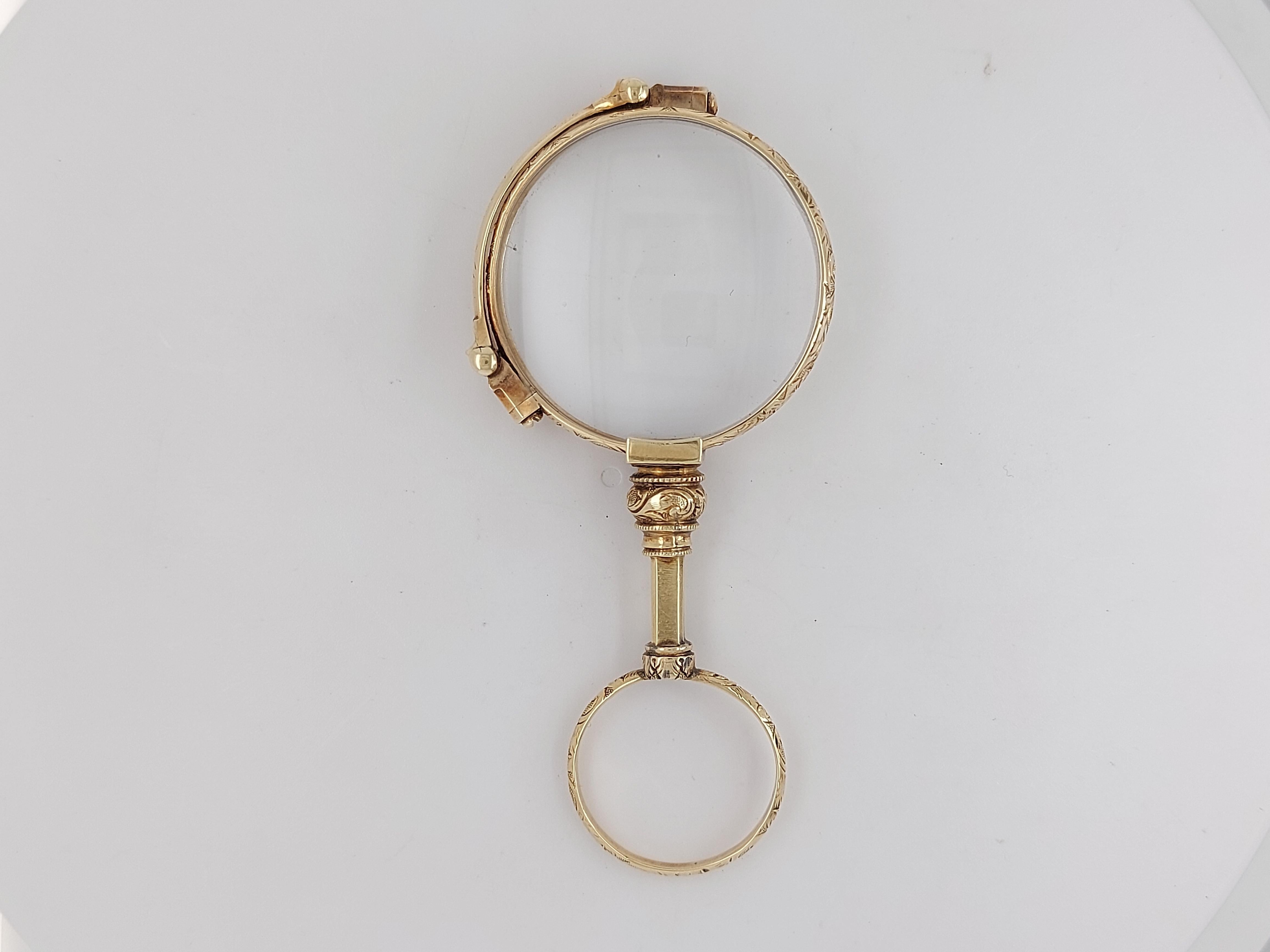 Women's or Men's Antique 14kt Yellow Gold Lorgnette Handle Opera Eye Glasses