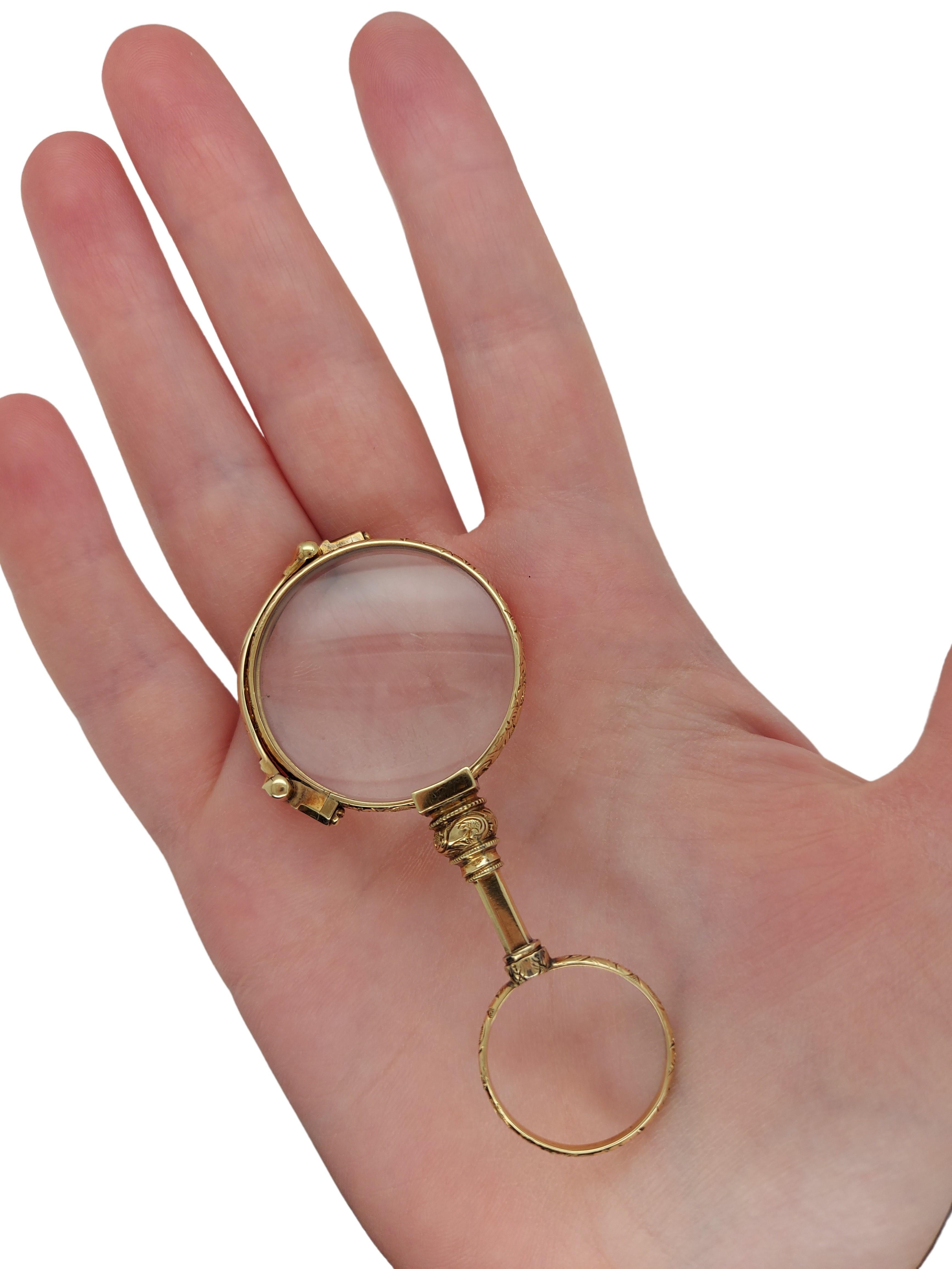 Antique 14kt Yellow Gold Lorgnette Handle Opera Eye Glasses For Sale 1