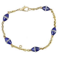 Antique 15 Carat Gold Lapis Lazuli and Crystal Bracelet