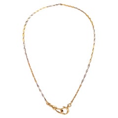 Antique 15 Carat White & Yellow Gold Fancy Link Two Tone Albert Chain, c.1920's