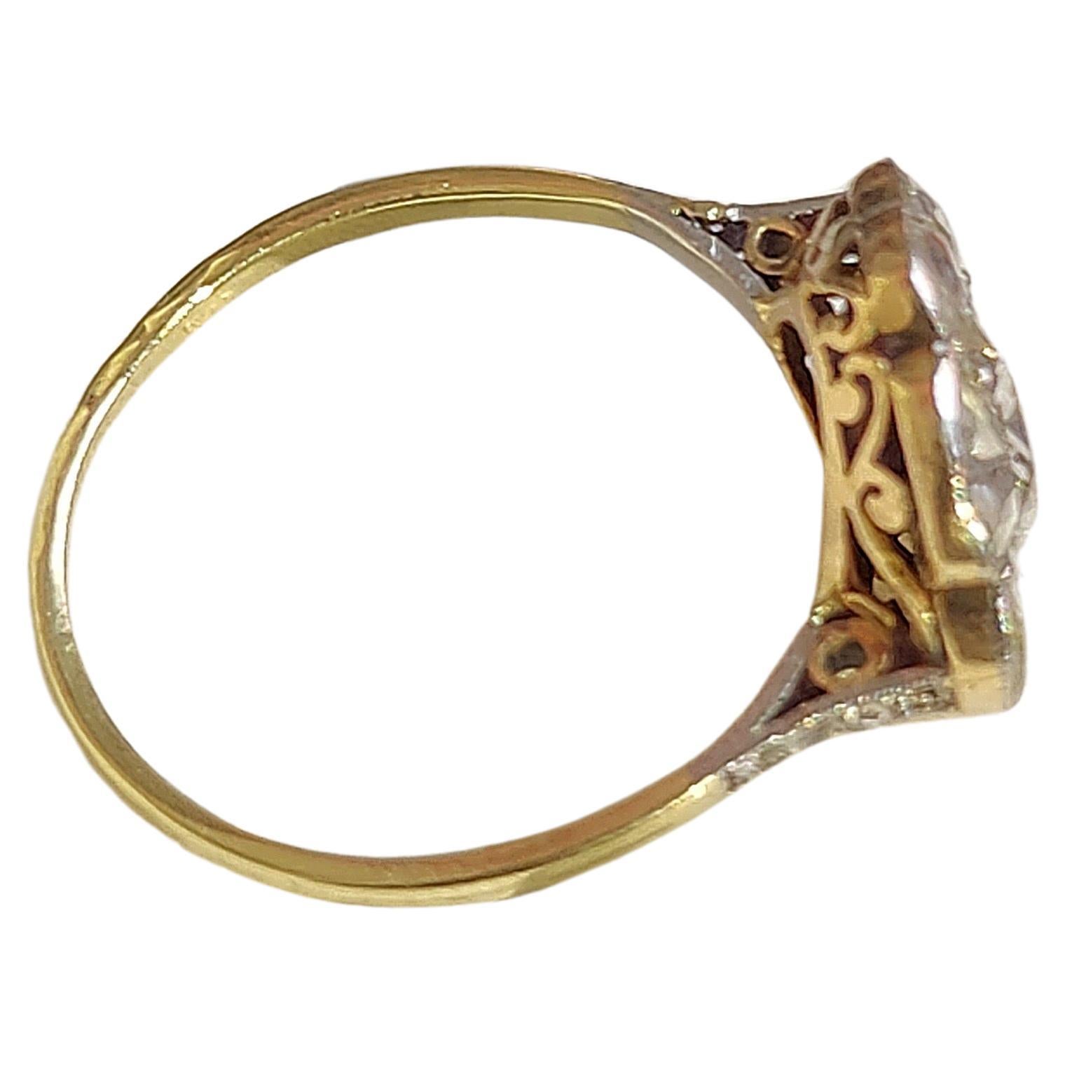 Antique 1.5 carats Rose Cut Diamond Floral Ring For Sale 2