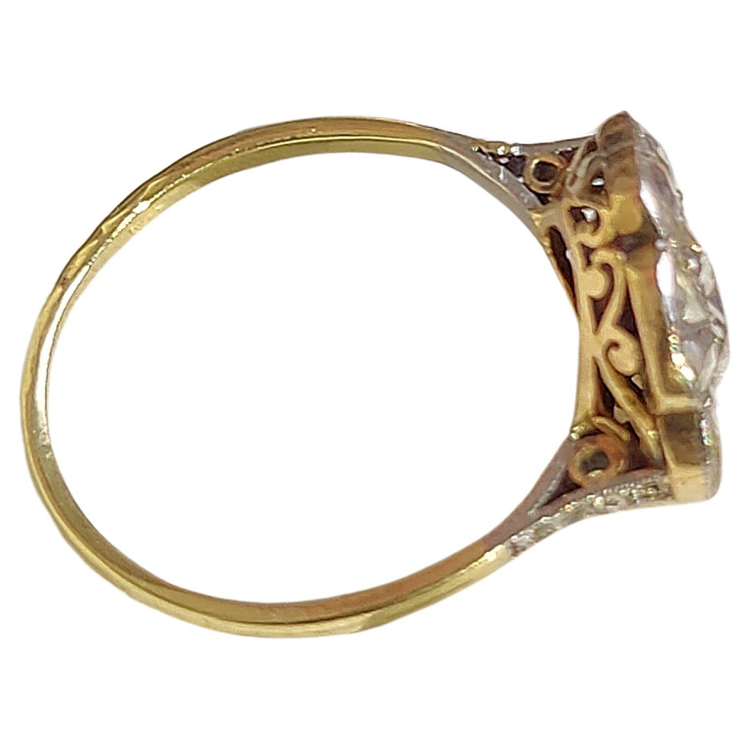 Antiker 1,5 Karat Diamant-Blumenring mit Rosenschliff 2