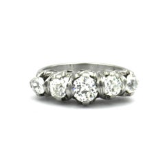 Antique 1.5 ct Diamond Five Stone Platinum Ring circa 1910