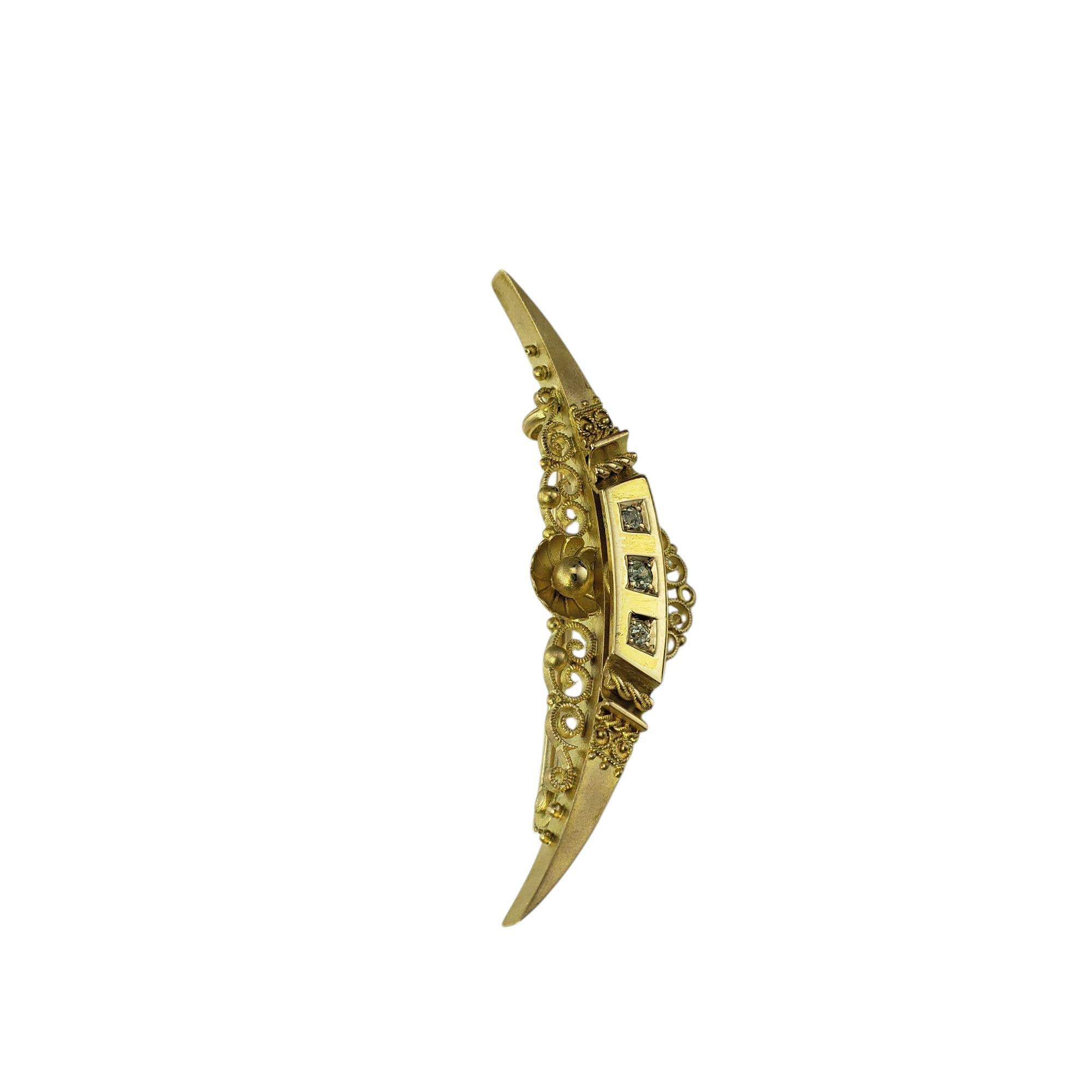 Taille vieille mine Broche/pince ancienne en or jaune 15 carats avec diamants n° 21405 en vente