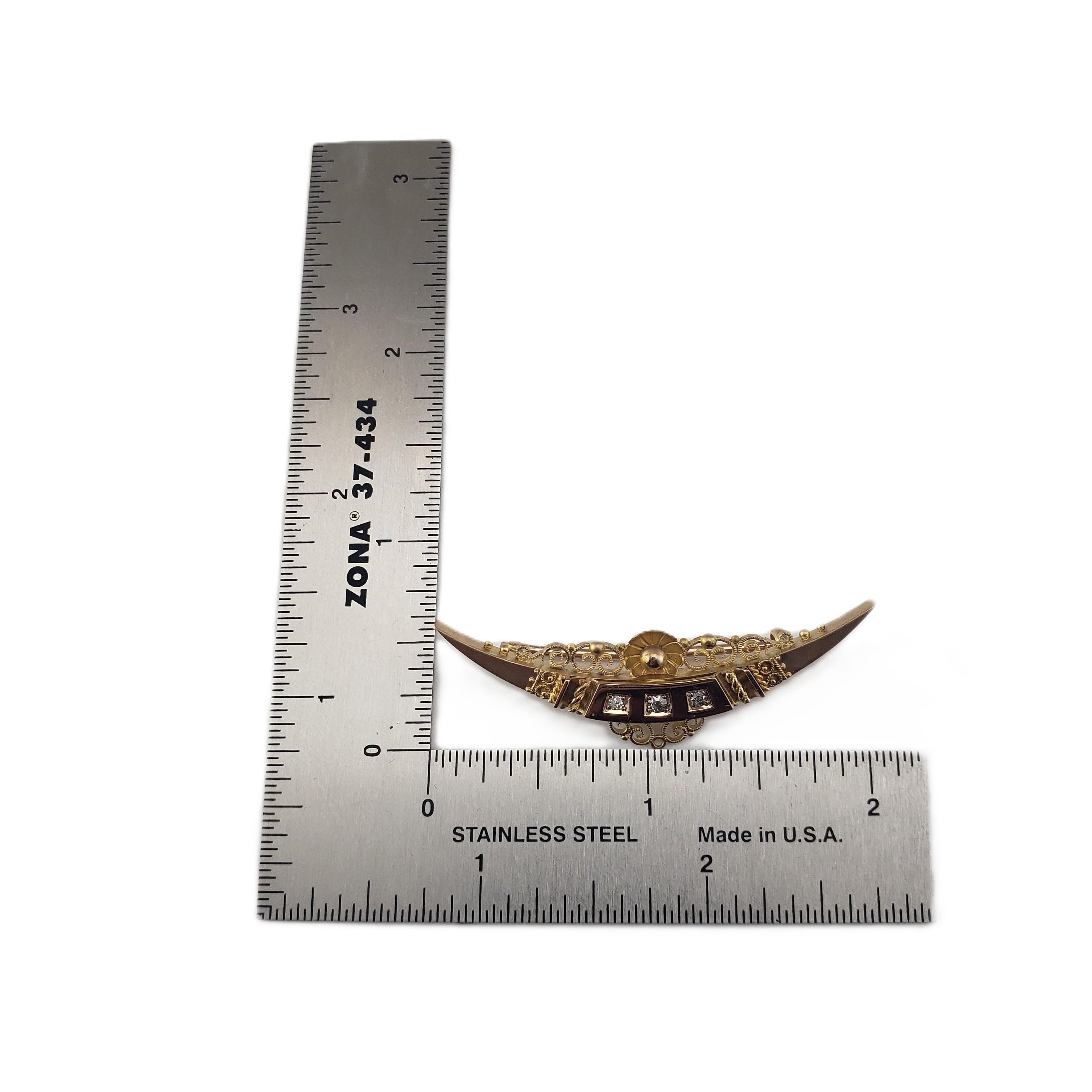 Broche/pince ancienne en or jaune 15 carats avec diamants n° 21405 en vente 1