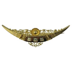 Antique 15 Karat Yellow Gold Diamond Brooch/Pin #21405