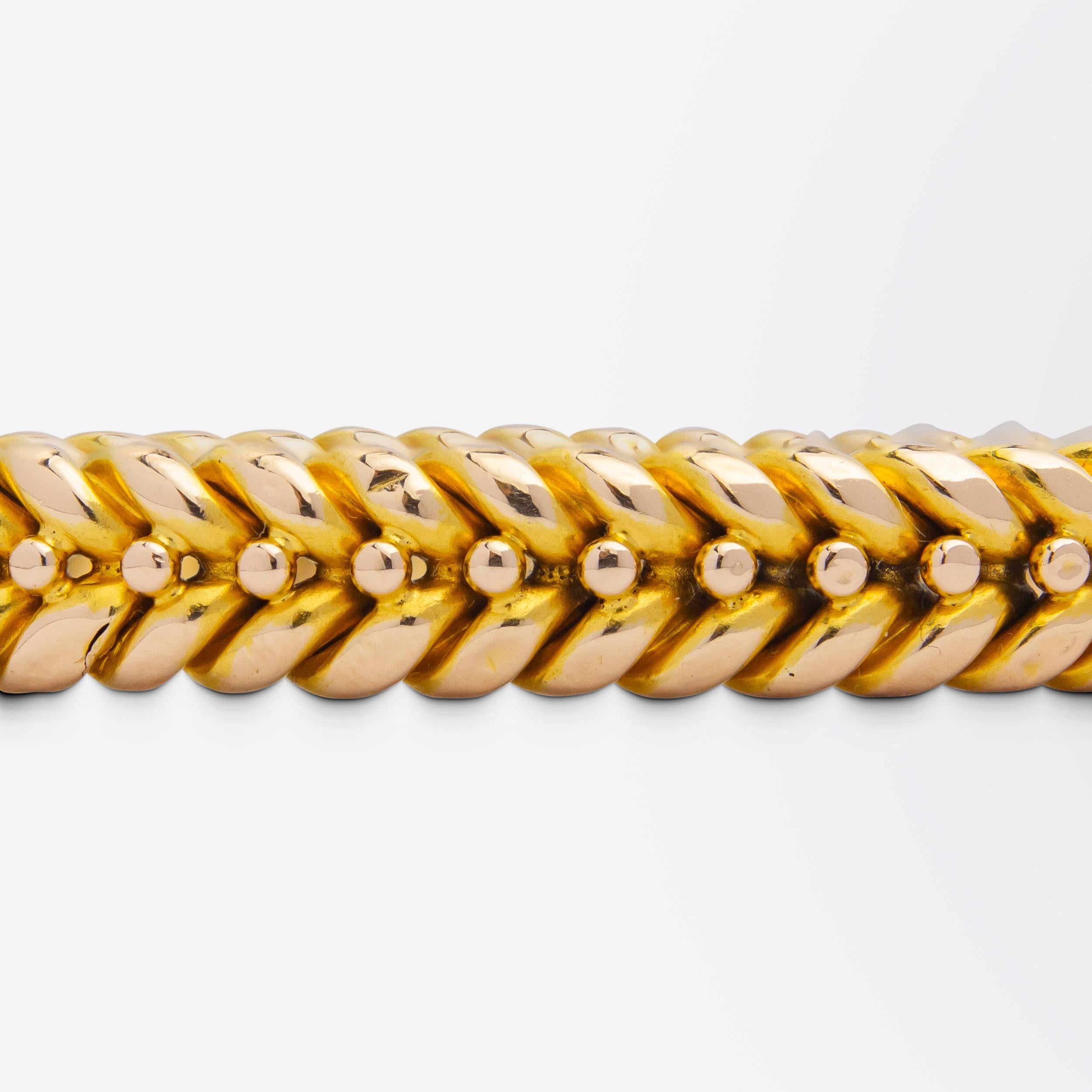 Édouardien Bracelet 'Illusion' ancien en or jaune 15 carats en vente