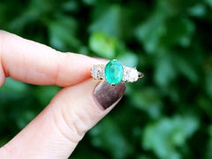 Antique 1.50 Carat Emerald and 2.64 Carat Diamond Yellow Gold Engagement Ring