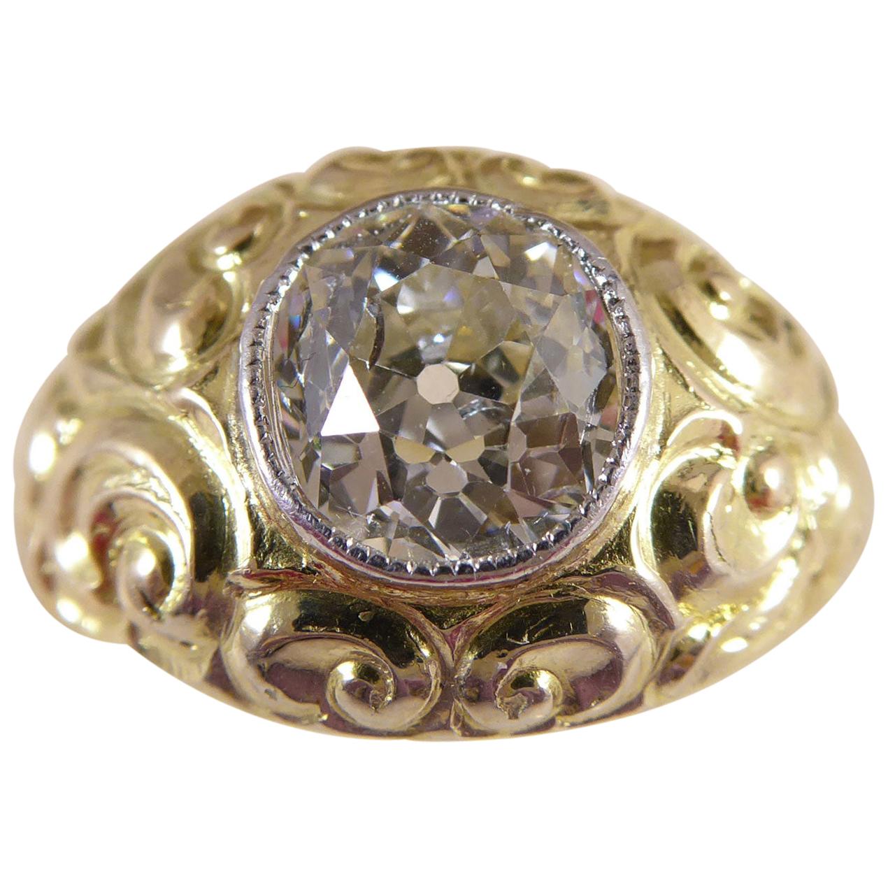 cartier vintage 3.80 carat european cut diamond ring