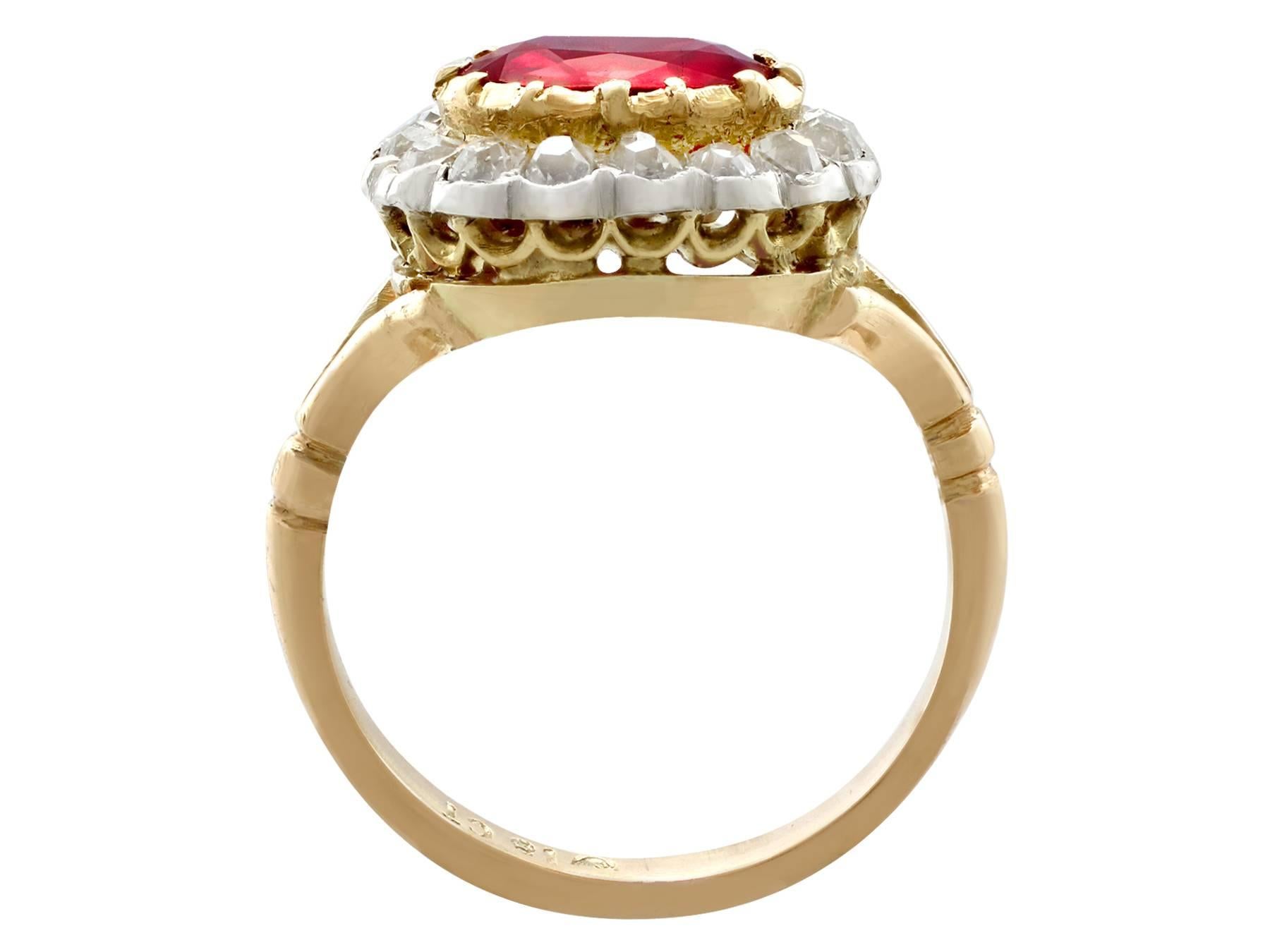Antiker 1::50 Karat Rubin Diamant Gelbgold Cluster Ring 1