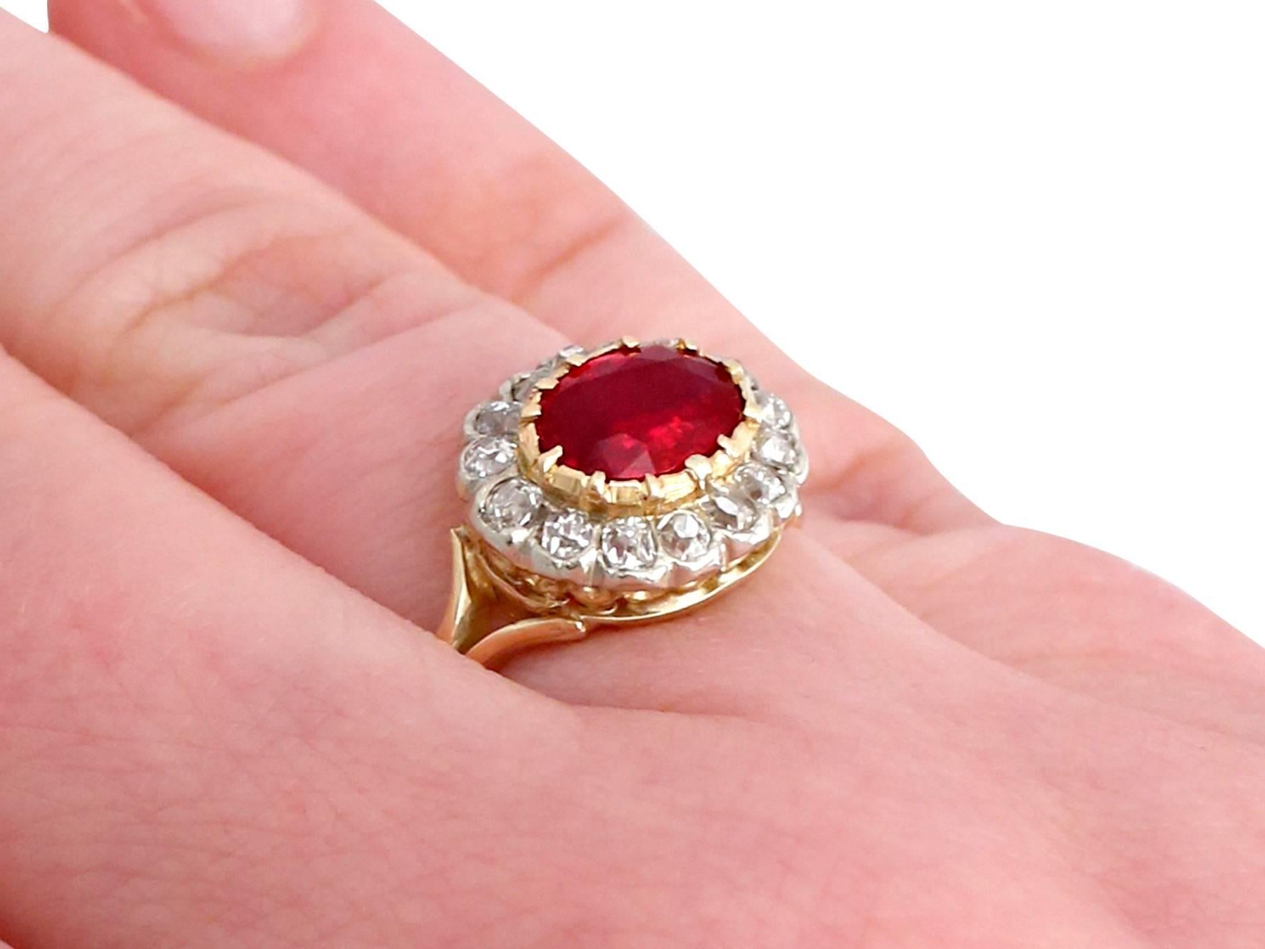 Antique 1.50 Carat Ruby Diamond Yellow Gold Cluster Ring 4