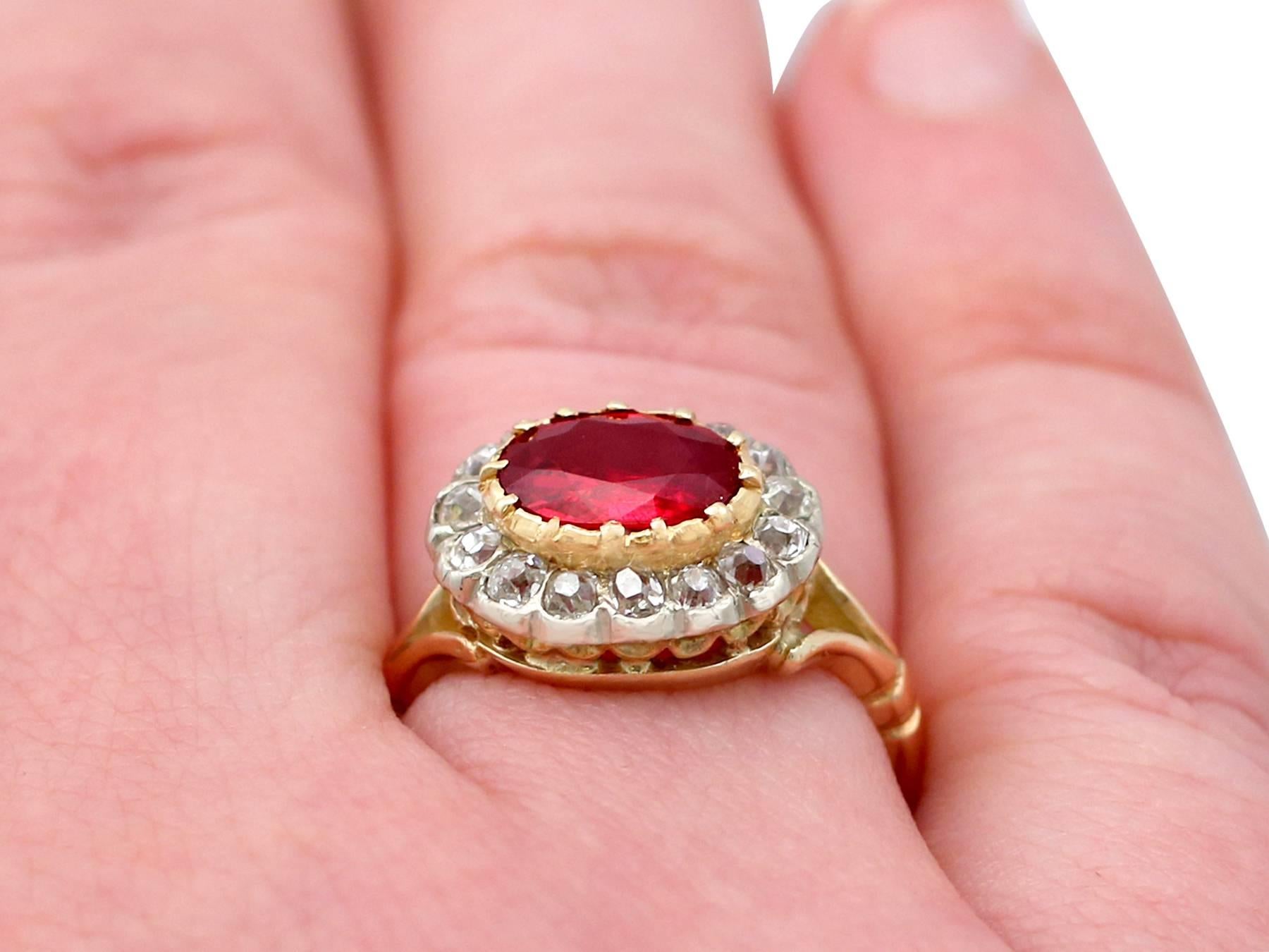 Antique 1.50 Carat Ruby Diamond Yellow Gold Cluster Ring 5