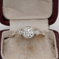 Antique 1.50 Carat Plus Old Mine Cut Diamond Solitaire Trilogy Ring