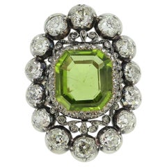Antique 15.00 Carat Peridot and Diamond Ring
