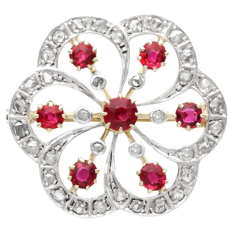 Antique 12.76Ct Diamond and 9k Yellow Gold Brooch Circa 1890 For Sale ...
