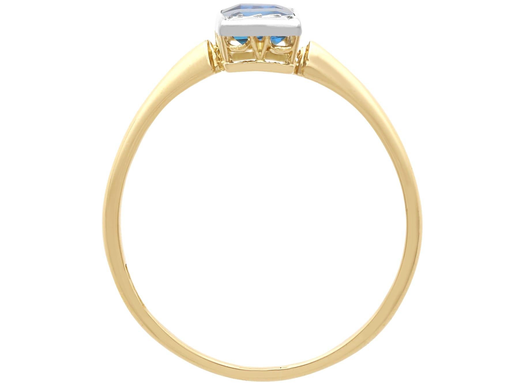 Women's or Men's Antique 1.50Ct Sapphire and 0.24Ct Diamond 18k Yellow Gold Dress Ring Circa 193 For Sale