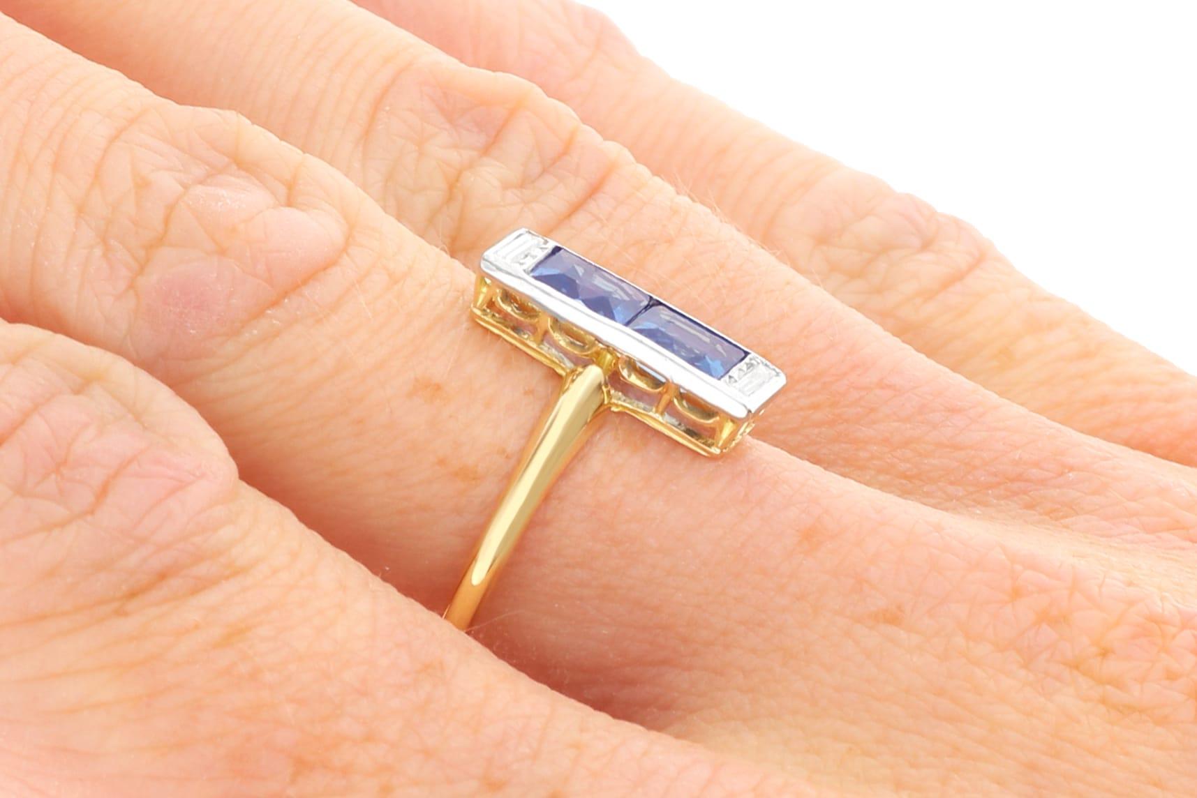 Antique 1.50Ct Sapphire and 0.24Ct Diamond 18k Yellow Gold Dress Ring Circa 193 For Sale 4