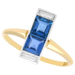 Antiker 1,50 Karat Saphir und 0,24 Karat Diamant 18k Gelbgold Kleidring Circa 193