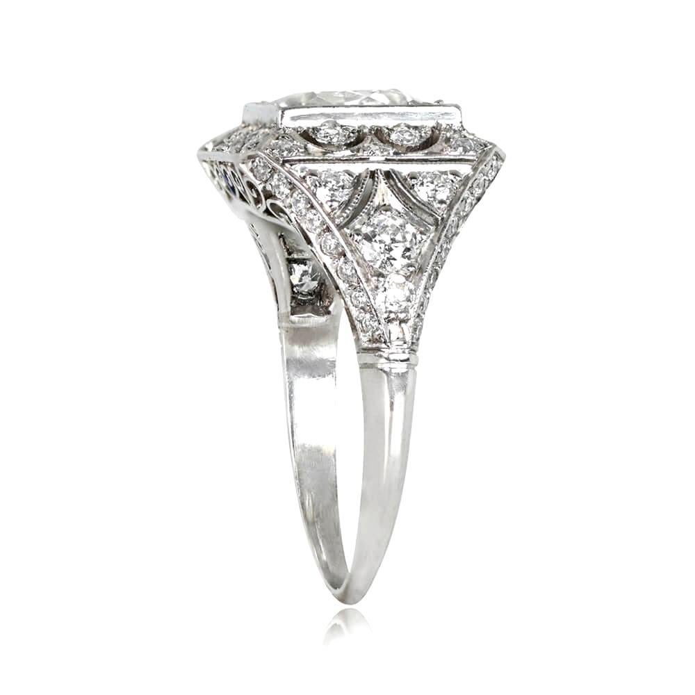 Edwardian Antique 1.53 Carat European-cut Diamond Ring, VS1 Clarity, Platinum, circa 1910 For Sale