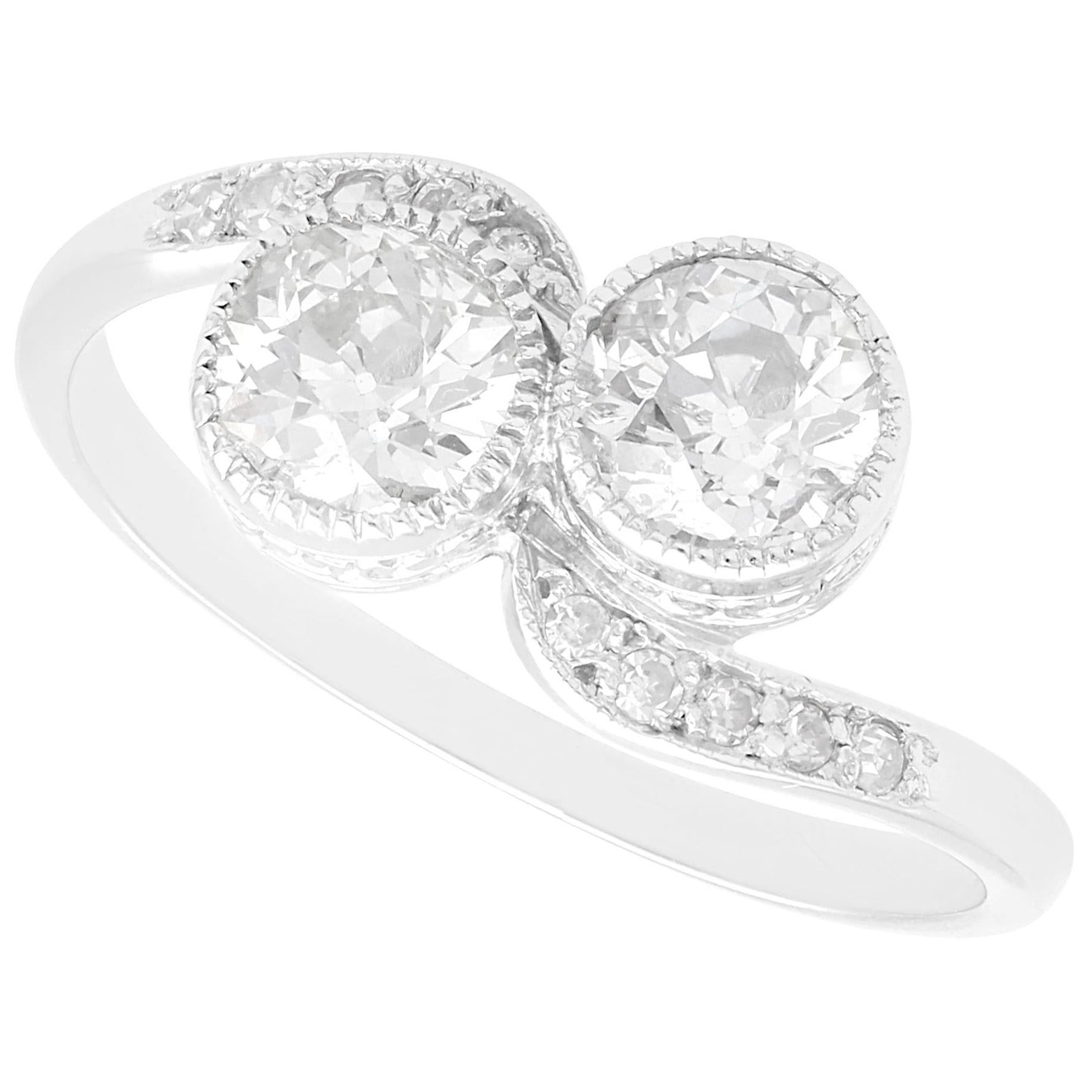 Bague torsadée ancienne en platine et diamant de 1.54 carats