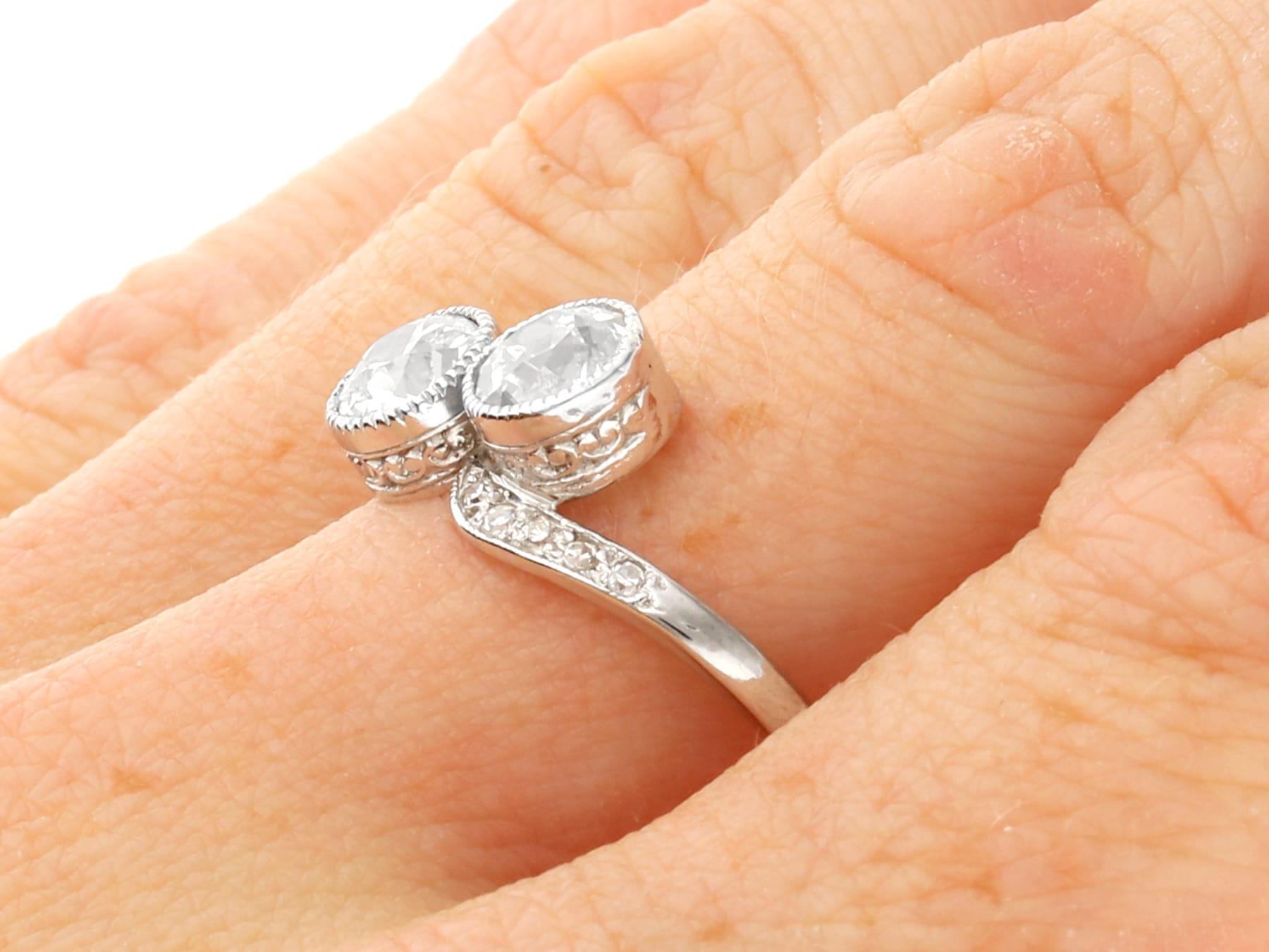 Antique 1.54 Carat Diamond and Platinum Twist Ring For Sale 2