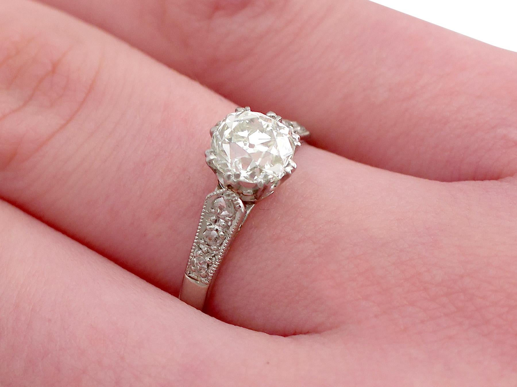 Antique 1.55 Carat Diamond and Platinum Solitaire Engagement Ring 2