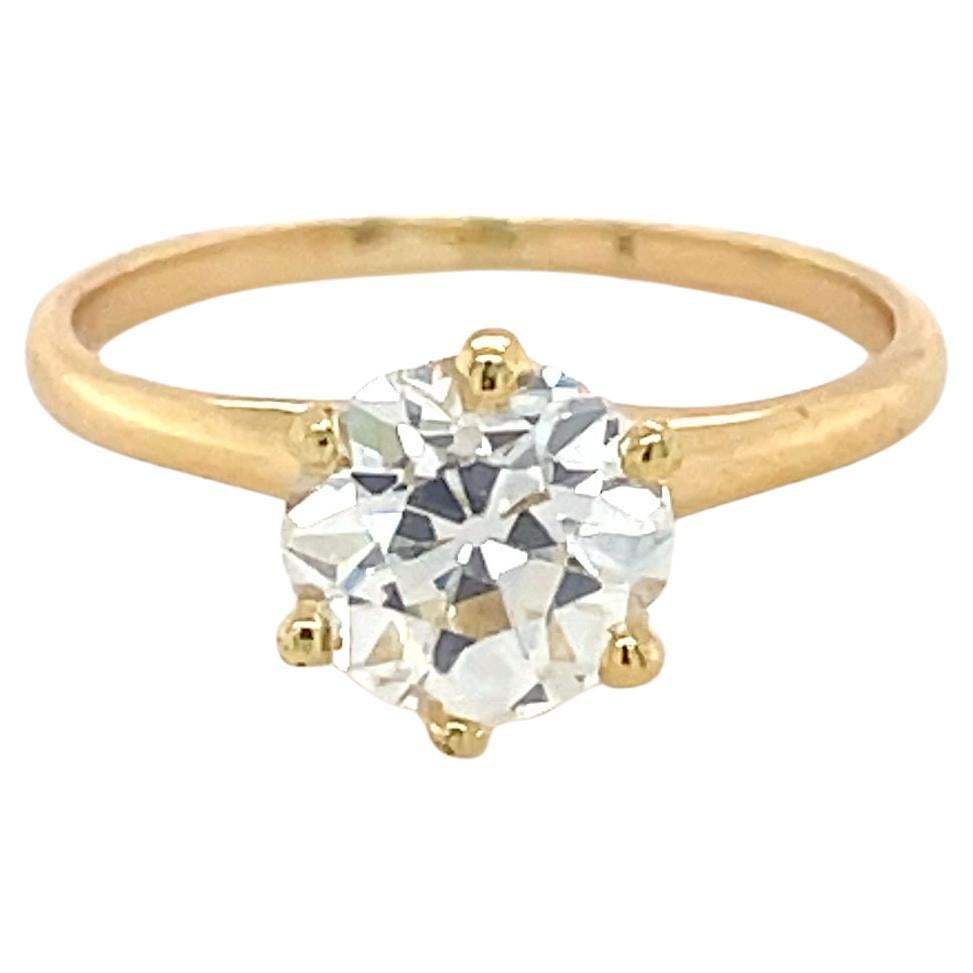 Antique, 1.55 Carat Old European Cut Diamond Ring For Sale