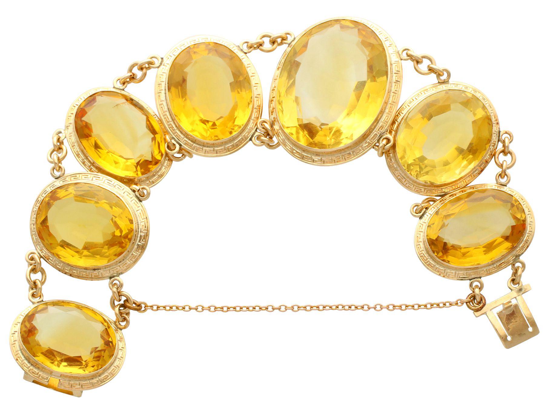 Antikes Armband aus 155,67 Karat Citrin und 9K Gelbgold (Ovalschliff)