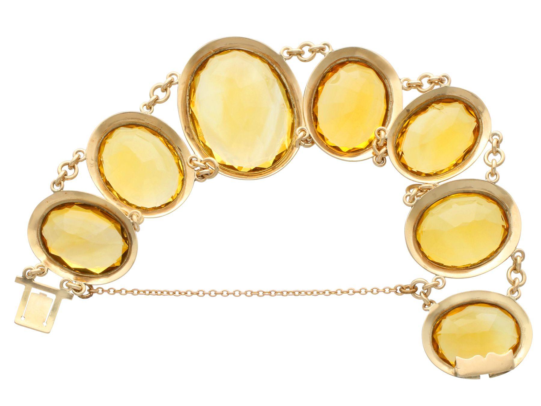 Antikes Armband aus 155,67 Karat Citrin und 9K Gelbgold im Zustand „Hervorragend“ in Jesmond, Newcastle Upon Tyne