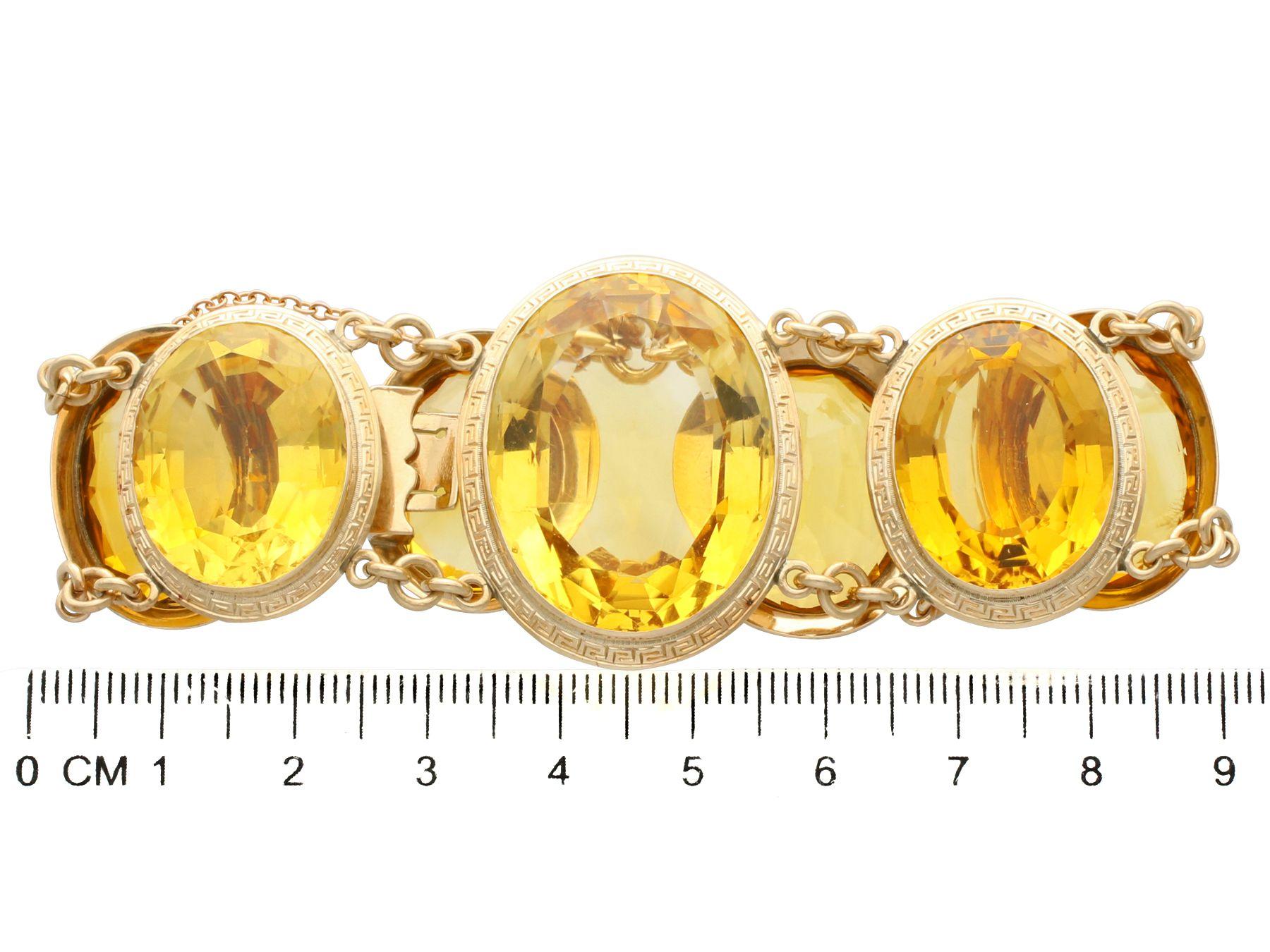 Antikes Armband aus 155,67 Karat Citrin und 9K Gelbgold für Damen oder Herren