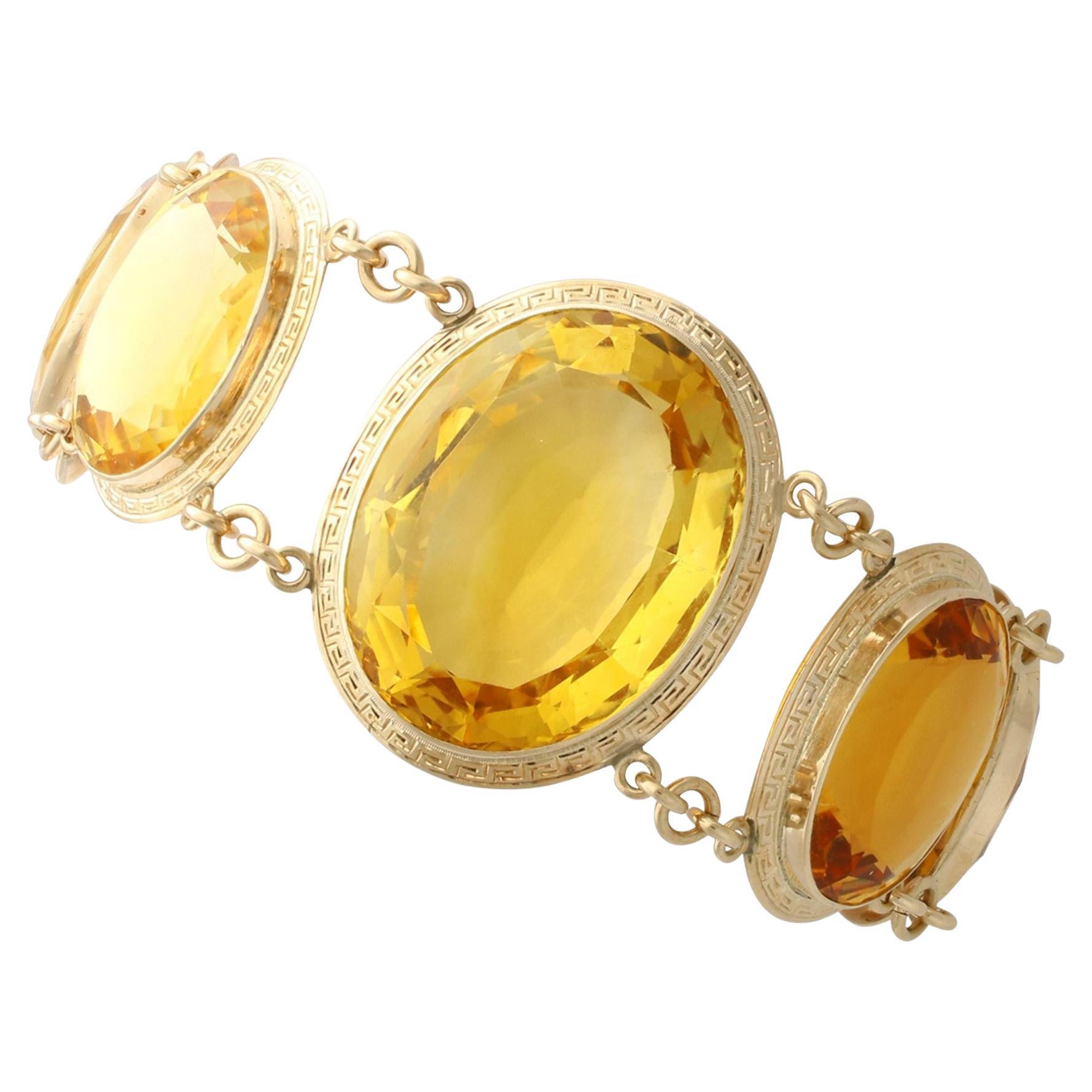 Antique 155.67 carat Citrine and 9K Yellow Gold Bracelet