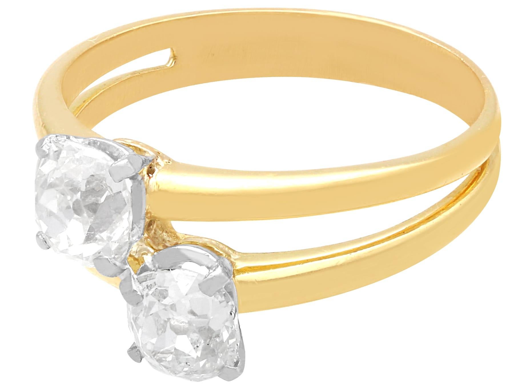 Antique 1.55Ct Diamond and 18k Yellow Gold Engagement Ring Circa 1920 In Excellent Condition For Sale In Jesmond, Newcastle Upon Tyne