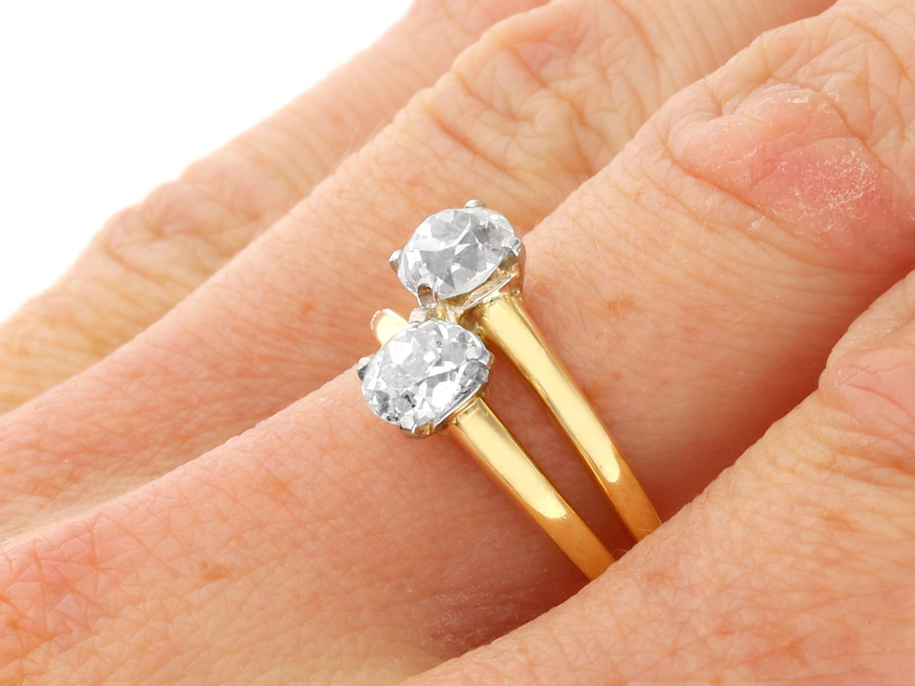 Antique 1.55Ct Diamond and 18k Yellow Gold Engagement Ring Circa 1920 For Sale 3