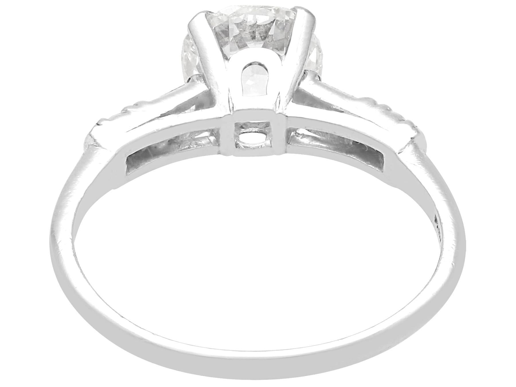 Antique 1.55Ct Diamond and Platinum Solitaire Engagement Ring Circa 1920 In Excellent Condition For Sale In Jesmond, Newcastle Upon Tyne